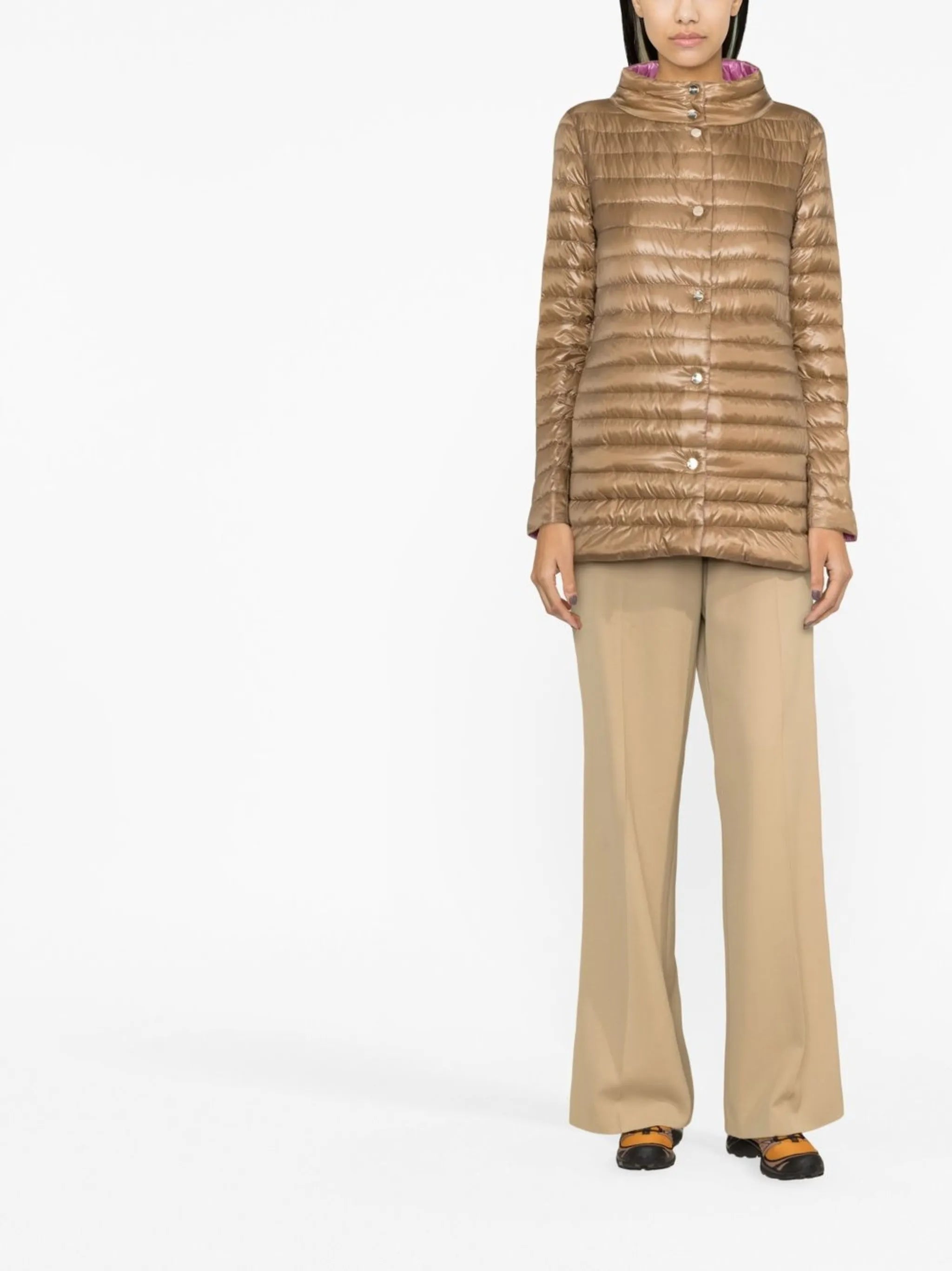 mock-neck quilted jacket