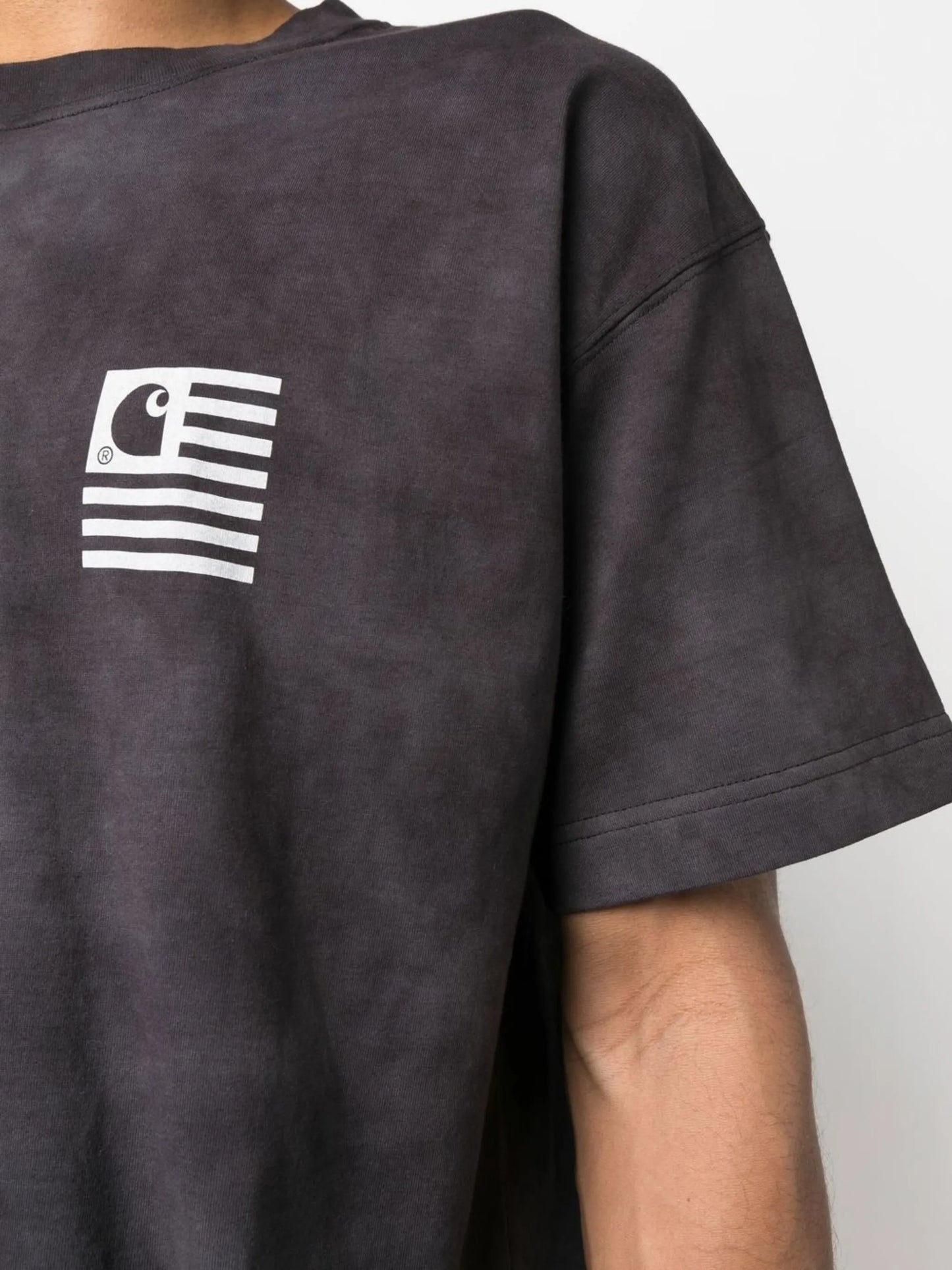 logo-print acid-wash T-shirt