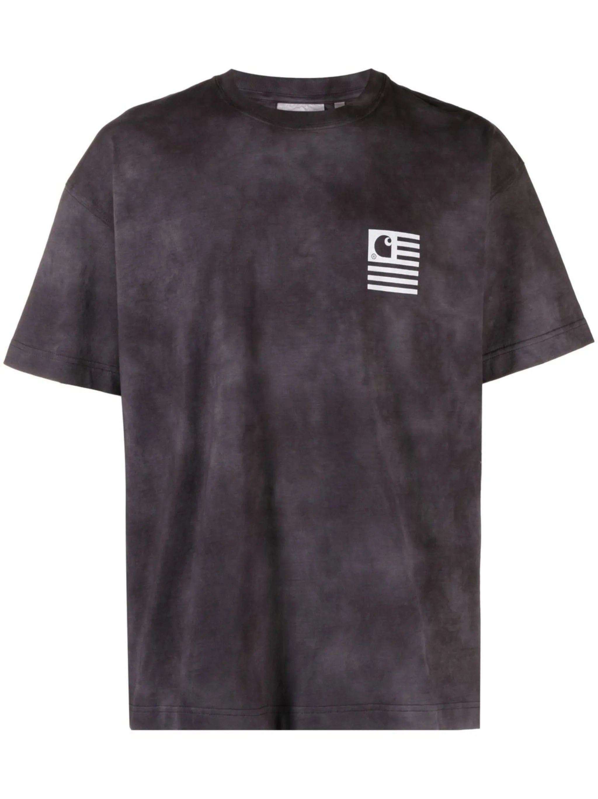 logo-print acid-wash T-shirt