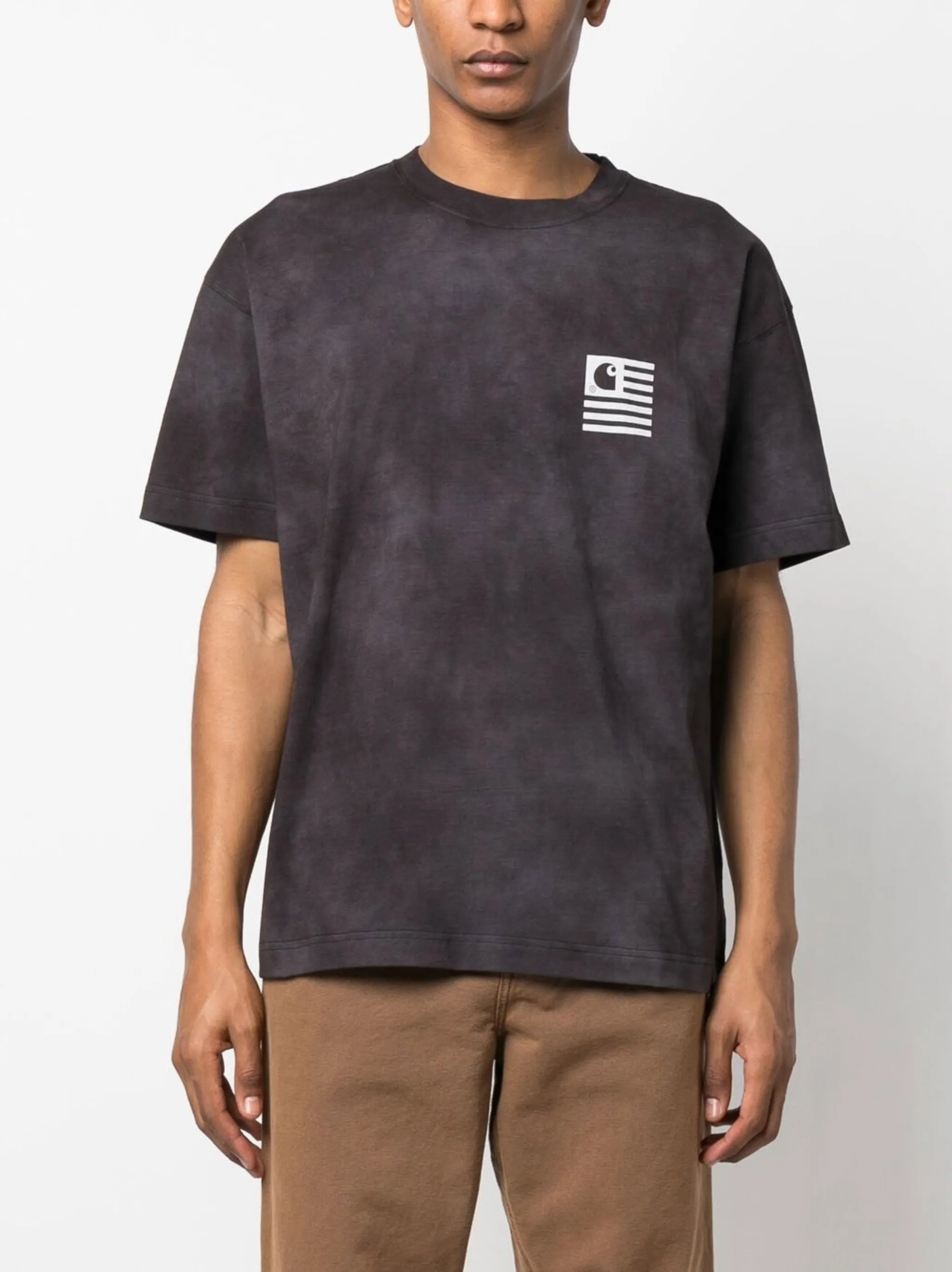 logo-print acid-wash T-shirt