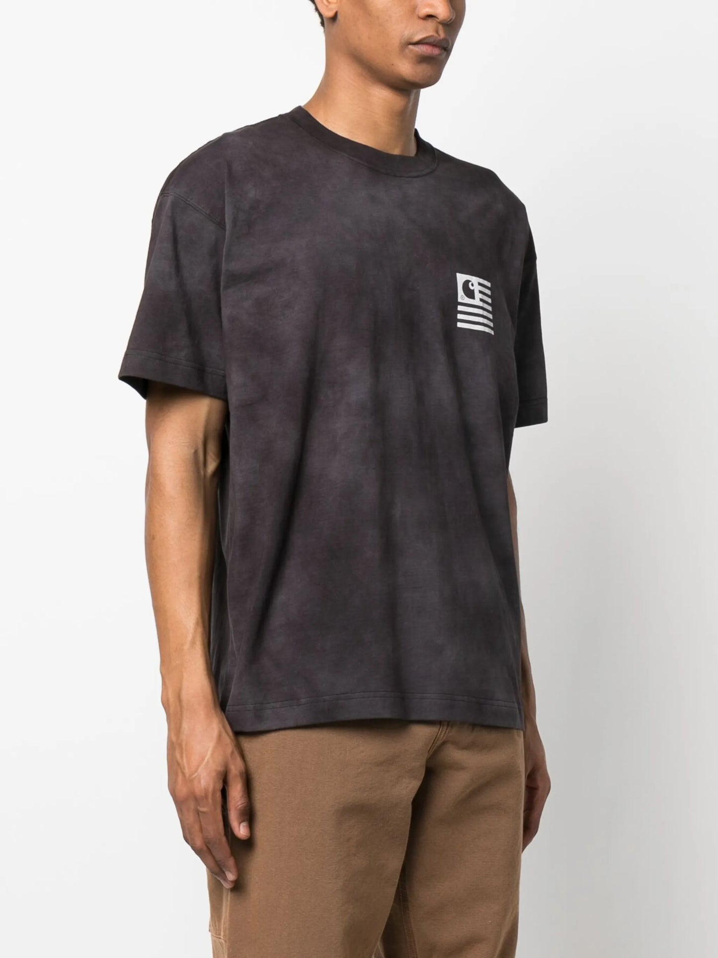logo-print acid-wash T-shirt