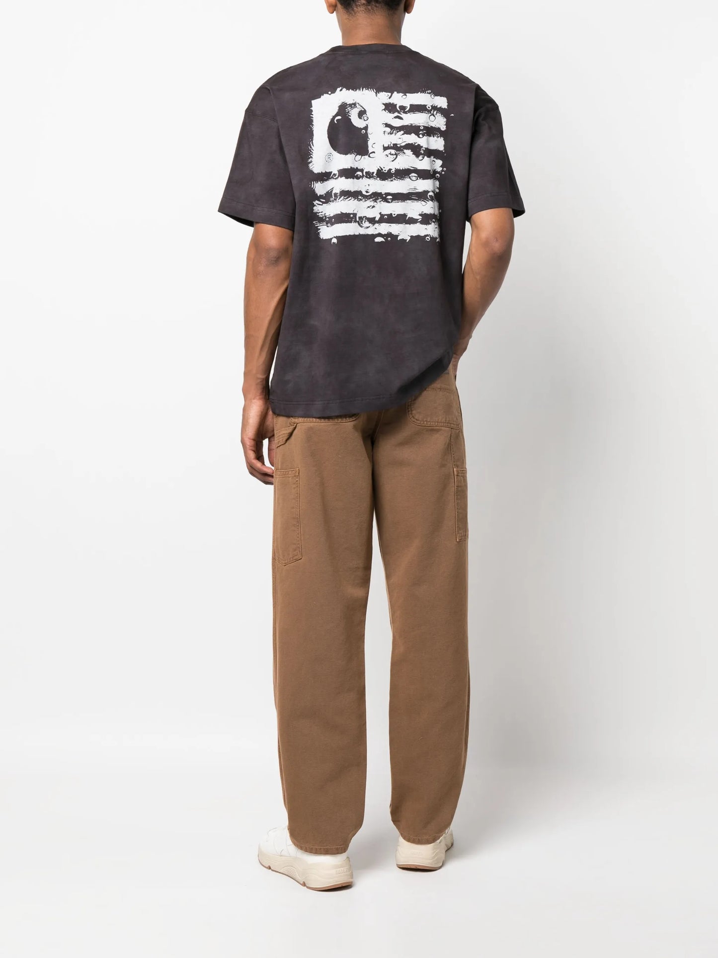 logo-print acid-wash T-shirt