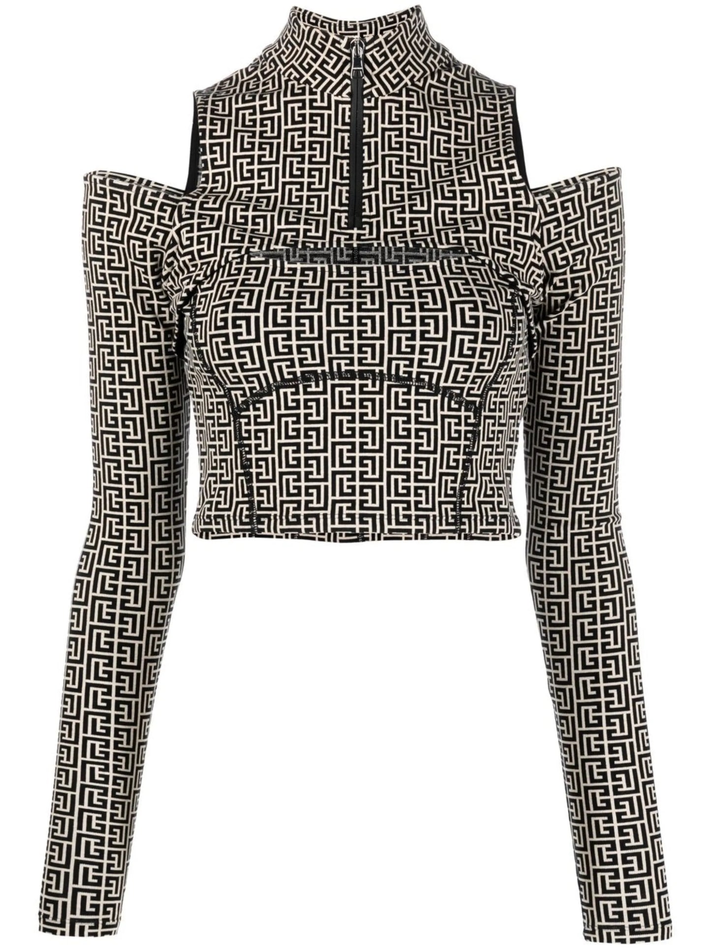 monogram-pattern long-sleeve top