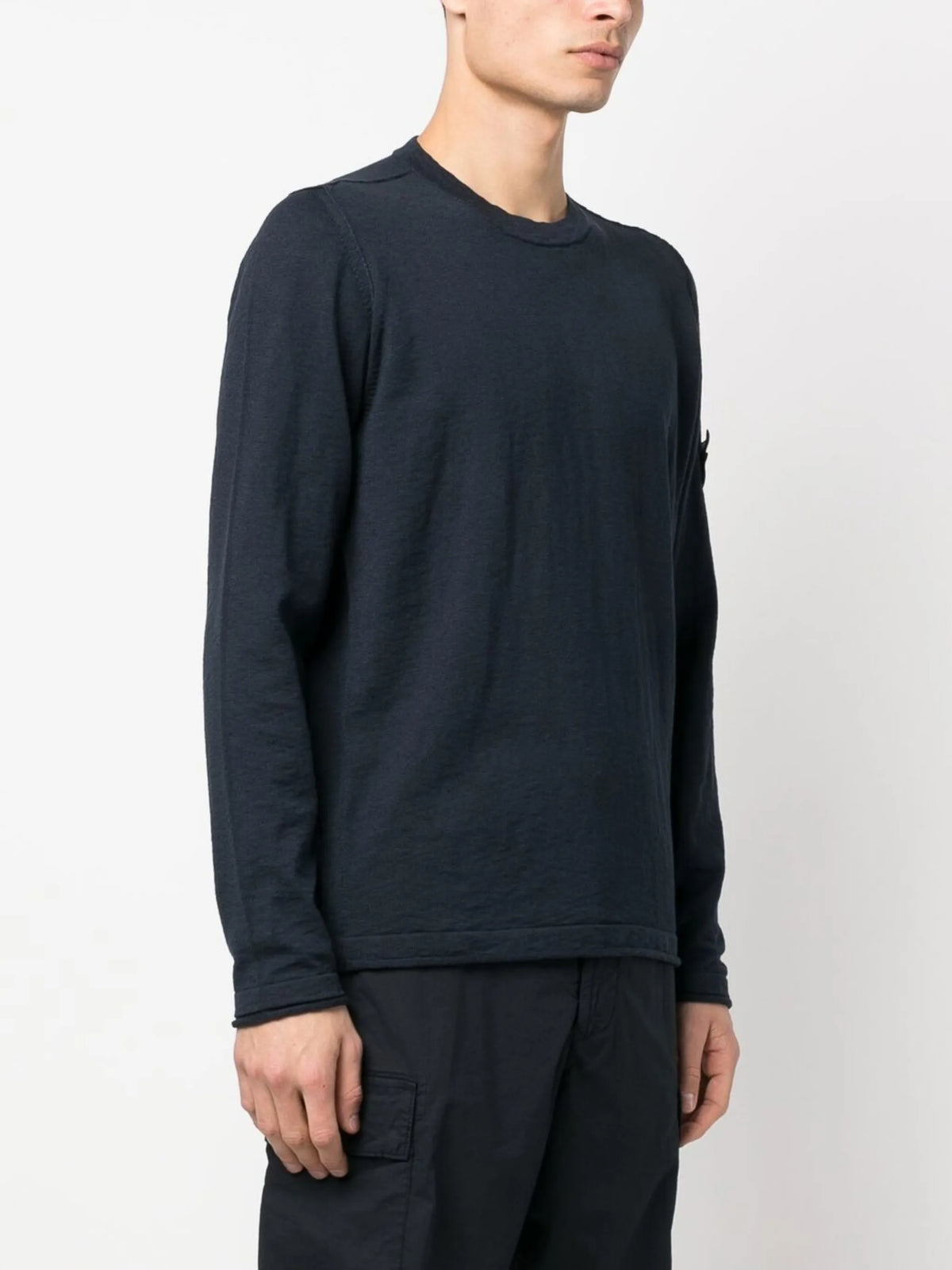 5100052 organic cotton and nylon crew-neck jumper with small roll finishes