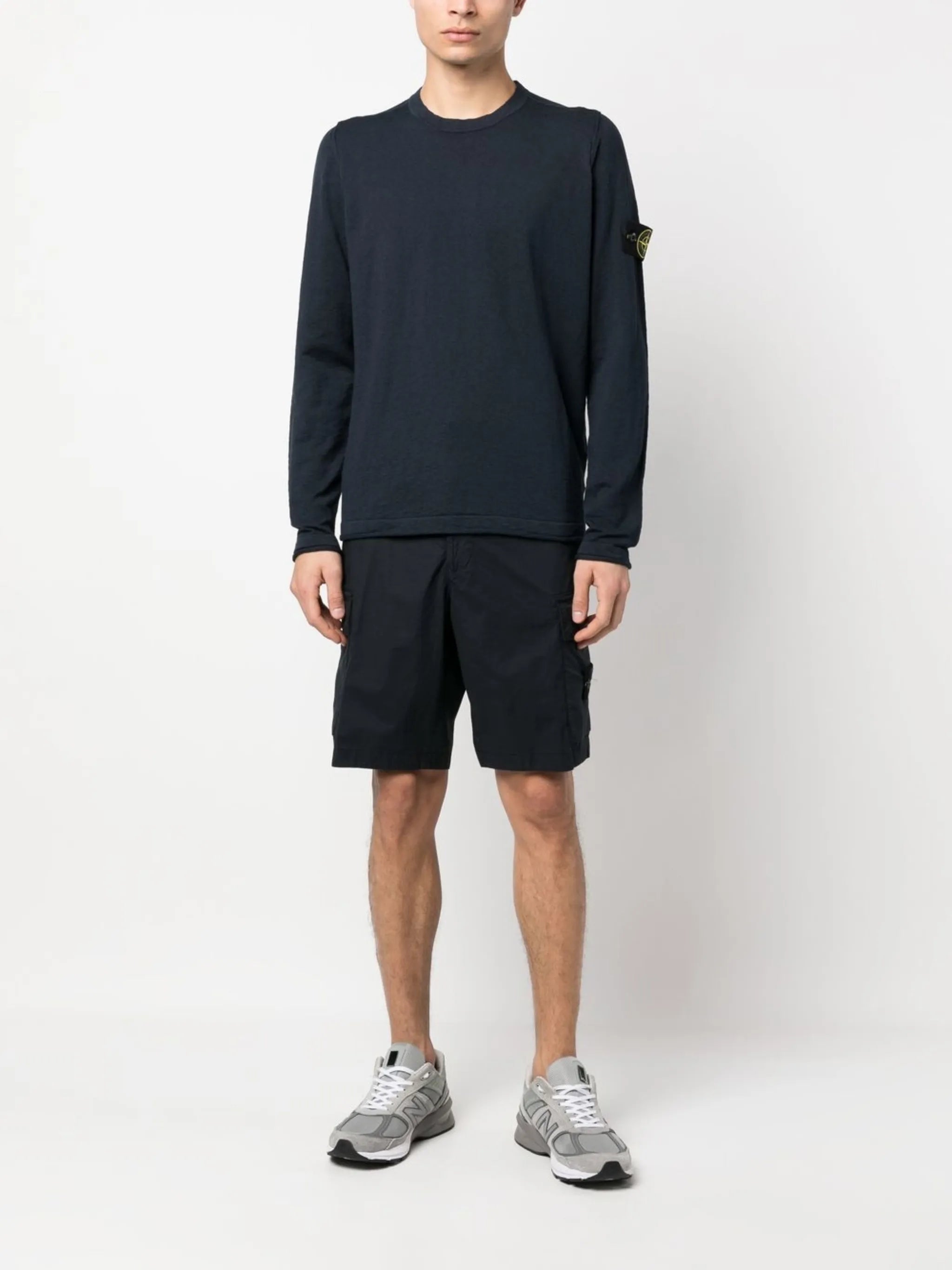 5100052 organic cotton and nylon crew-neck jumper with small roll finishes