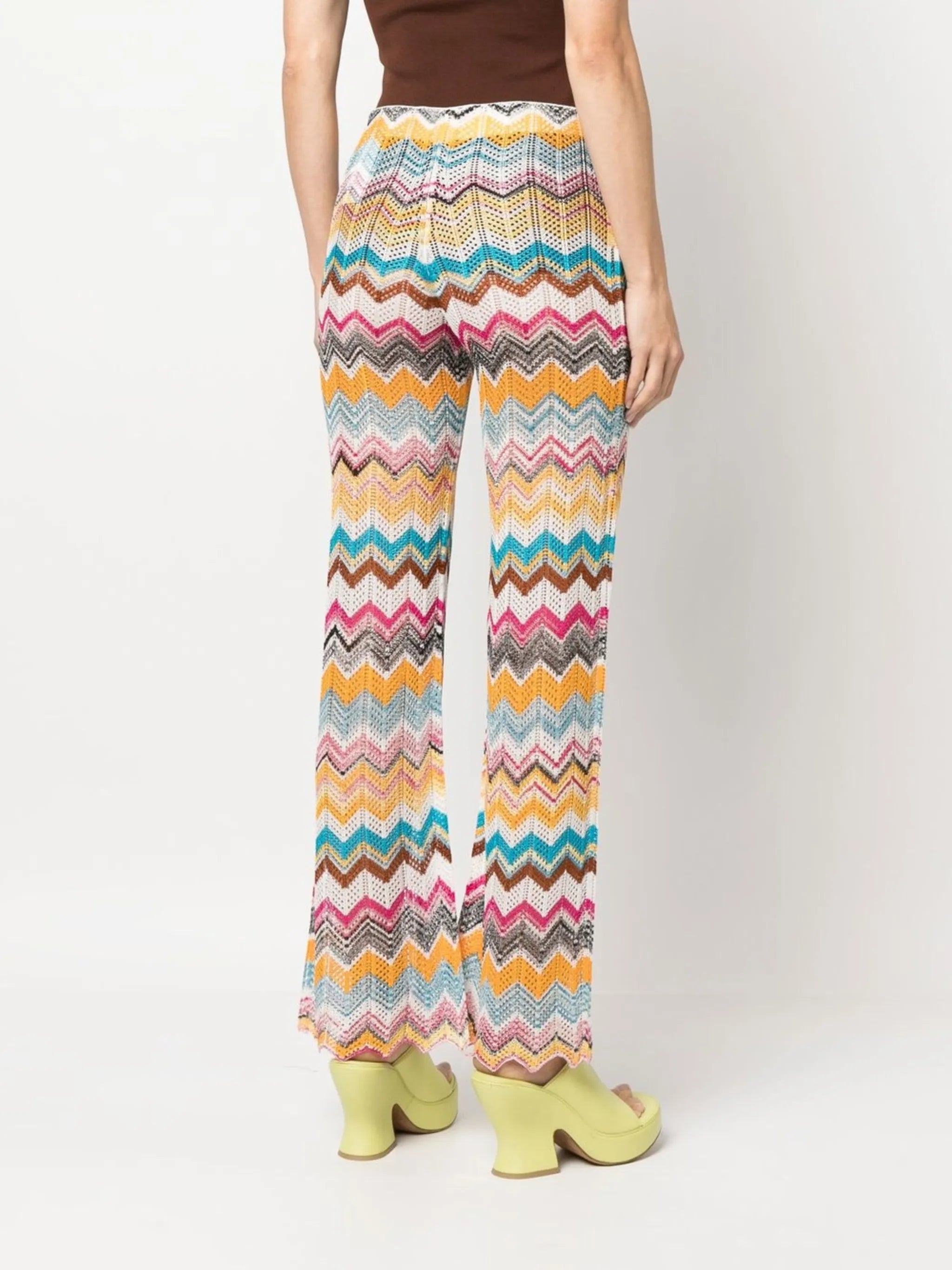 zigzag flared knitted trousers