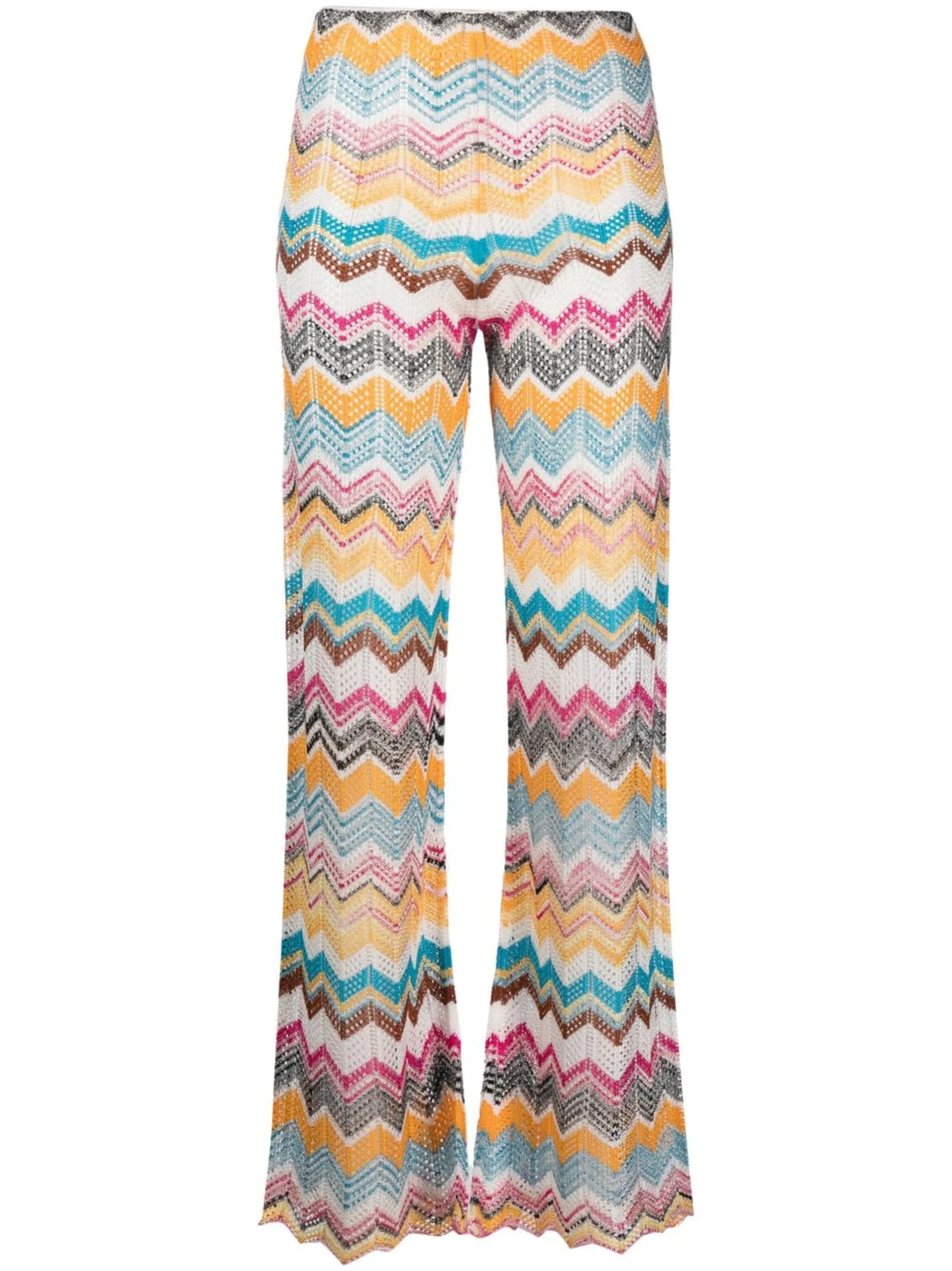 zigzag flared knitted trousers