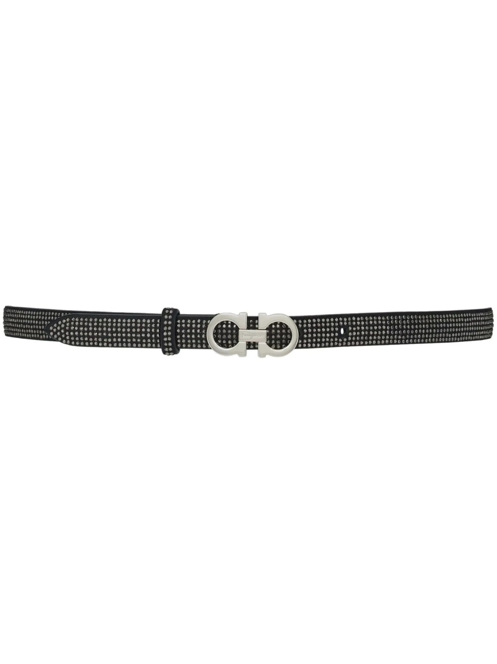Gancini-buckle crystal-embellished belt