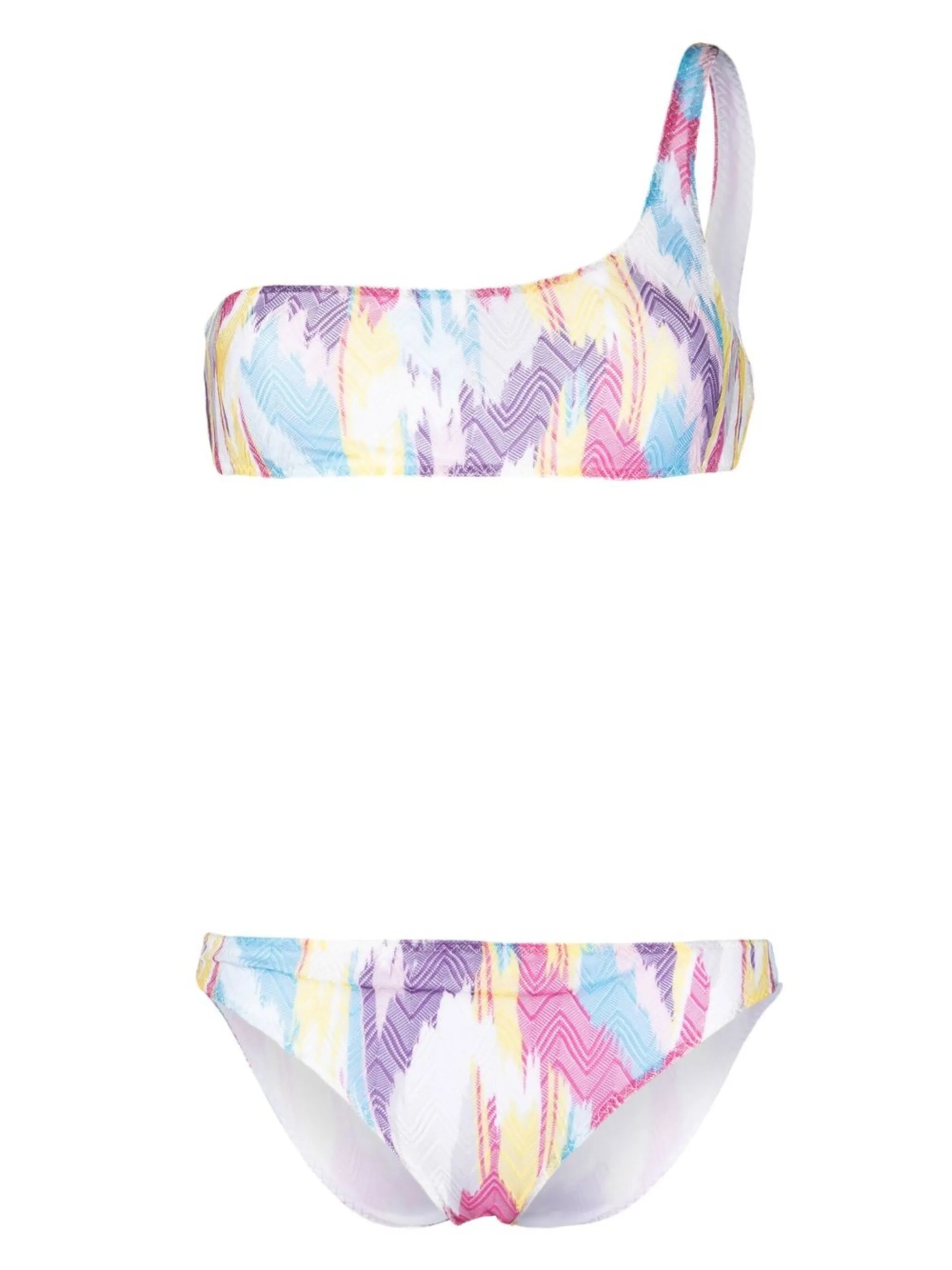 asymmetric zigzag-weave bikini set