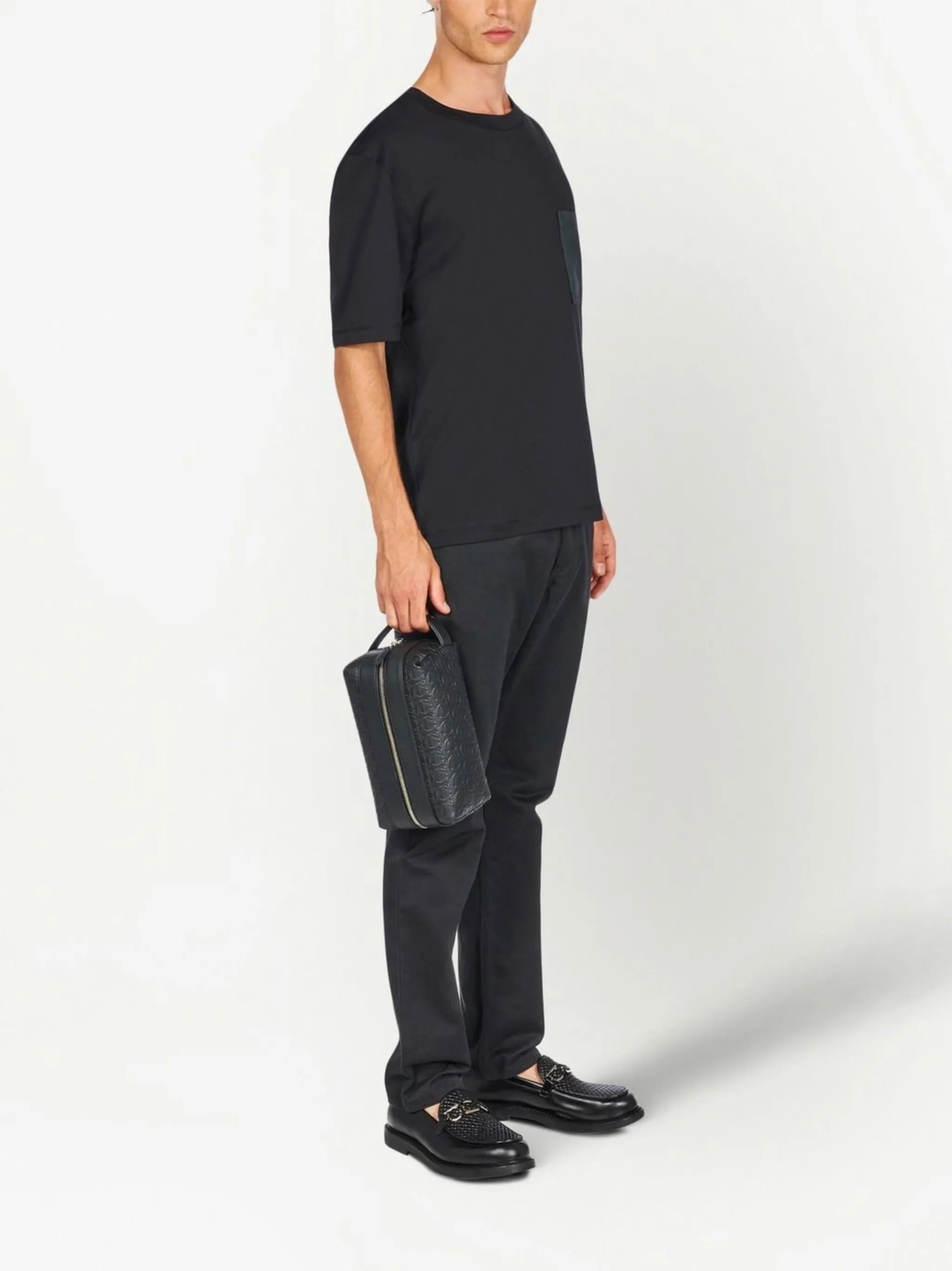 Gancini-pattern clutch bag