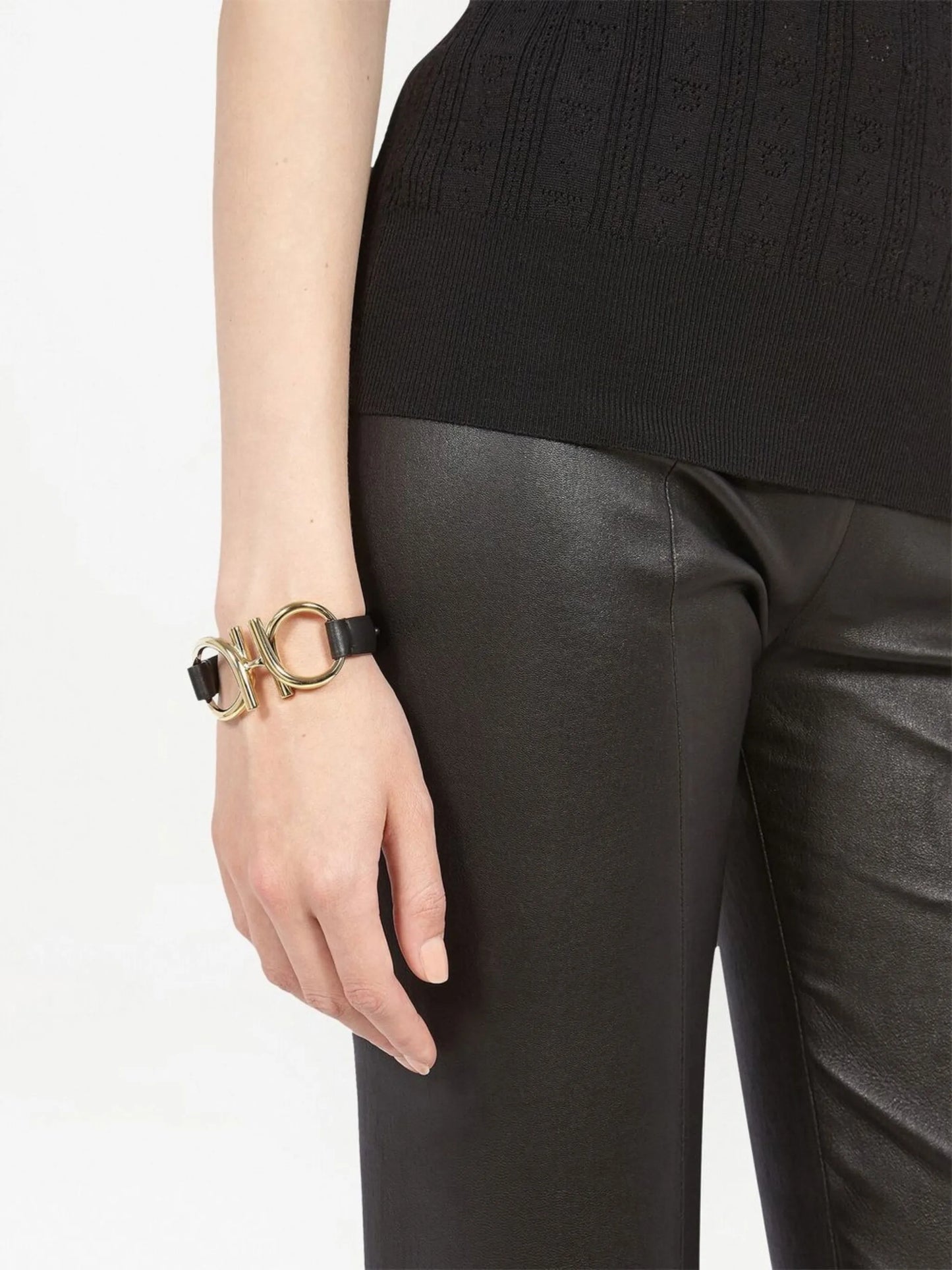 Gancini leather bracelet