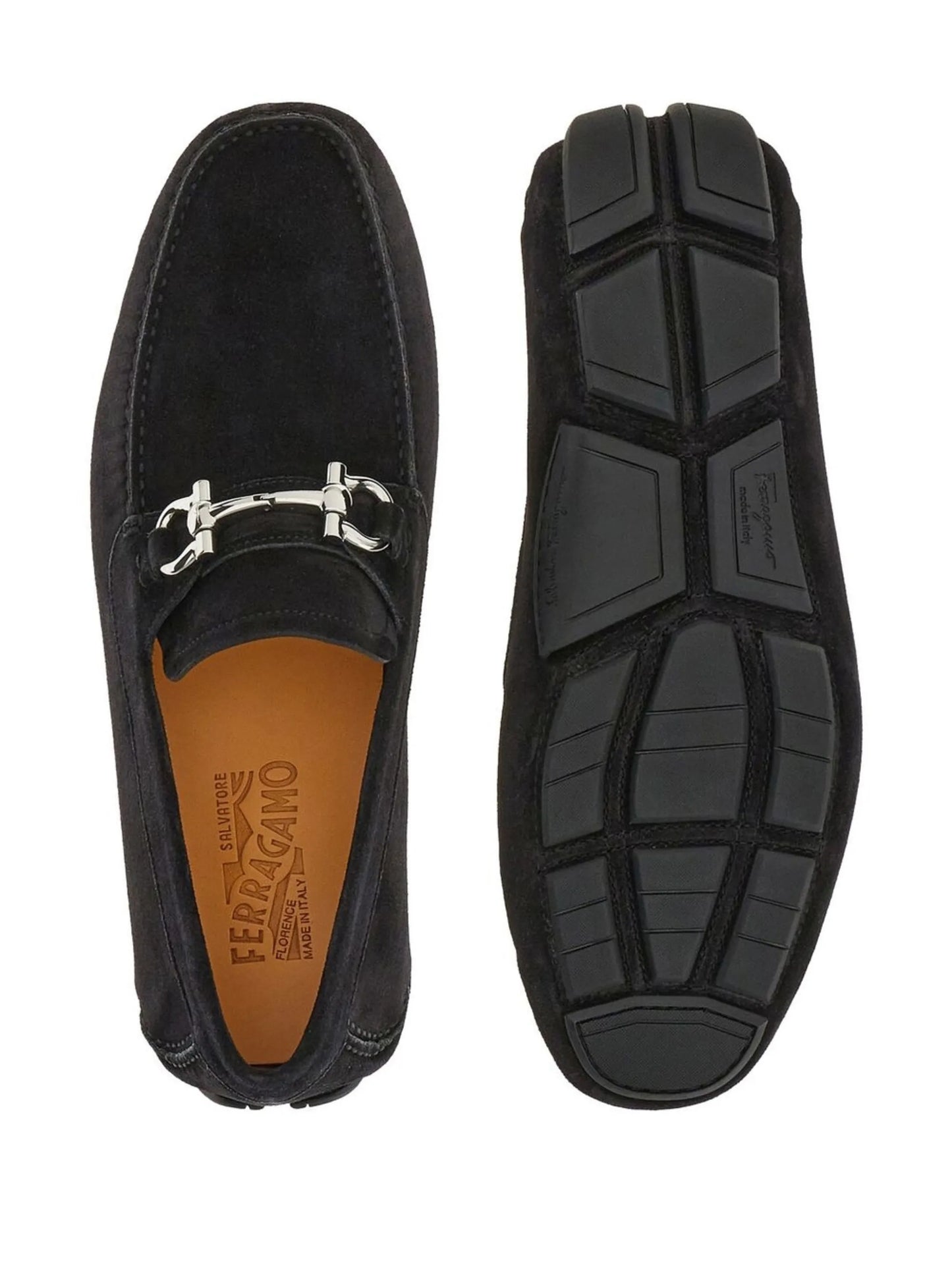 Gancini suede loafers