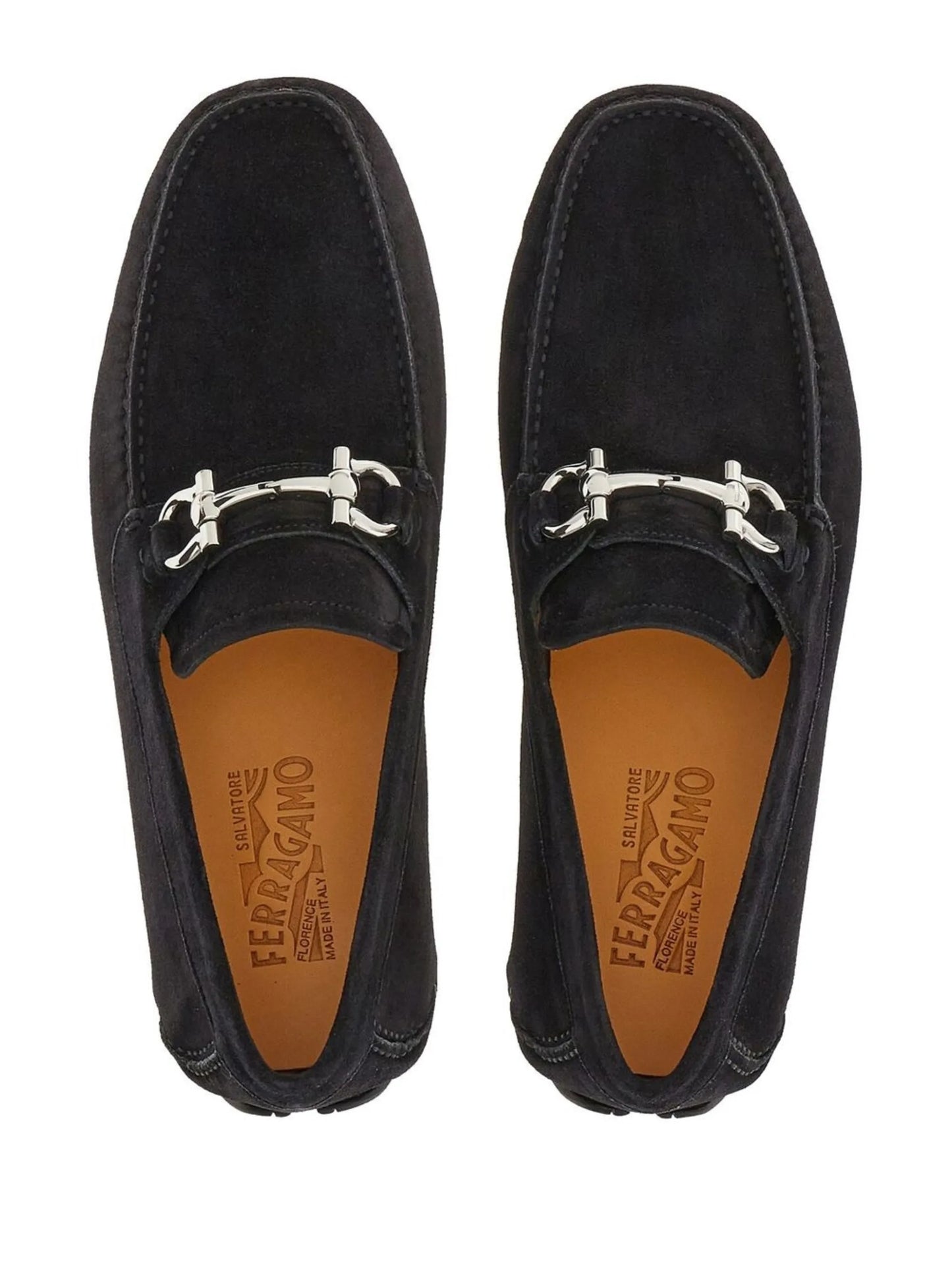 Gancini suede loafers