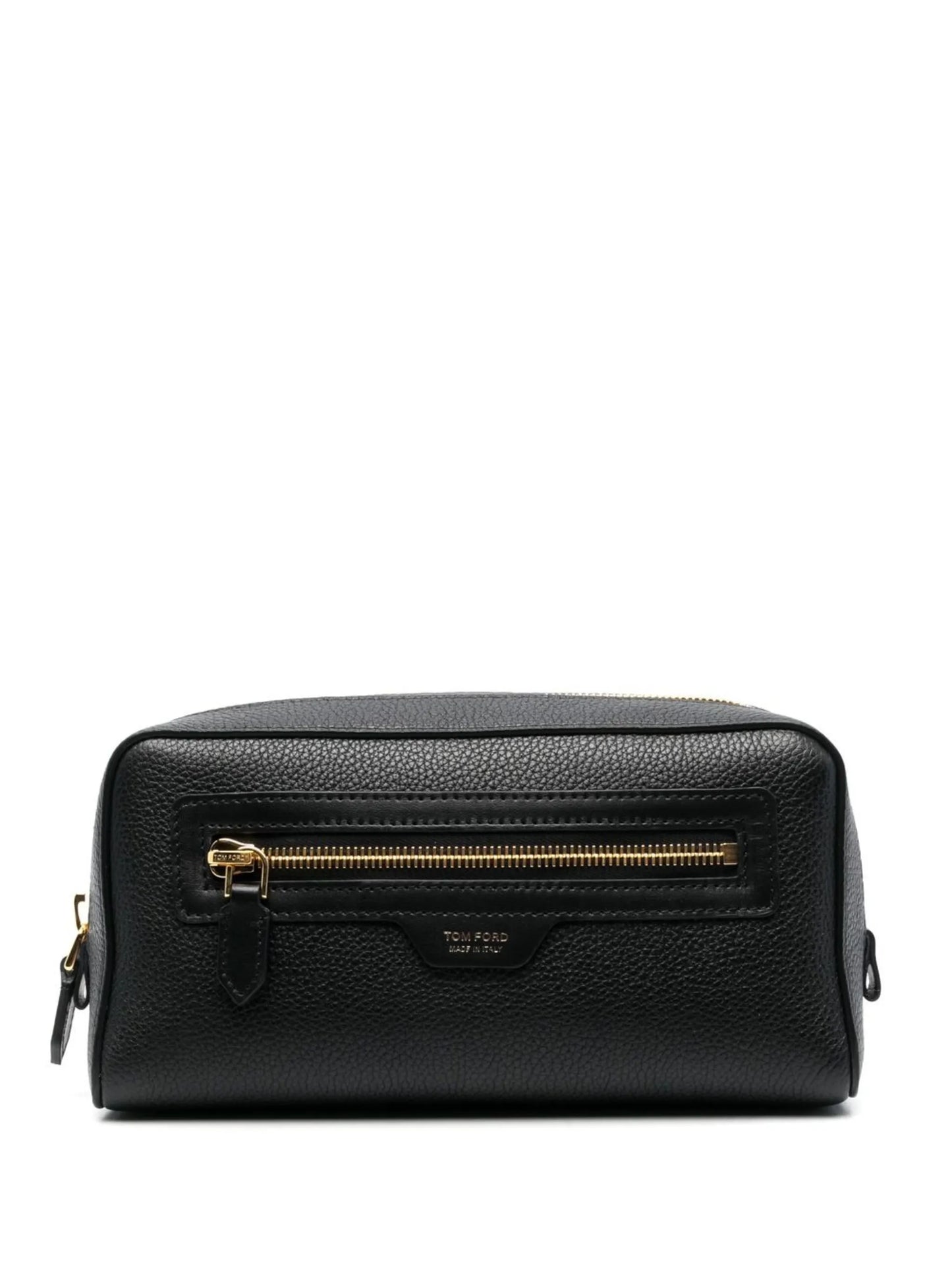 grained-leather logo-stamp wash bag