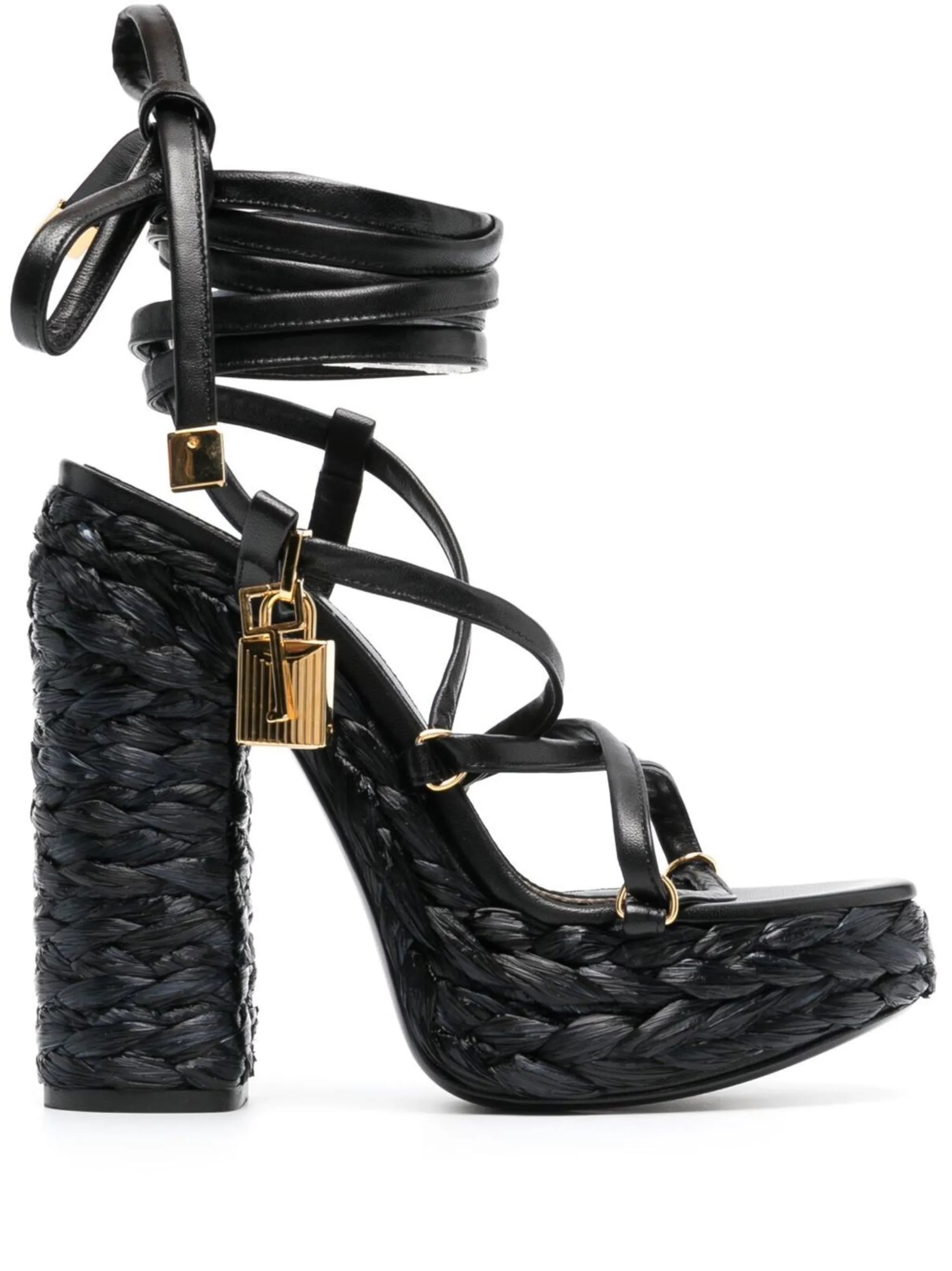 Padlock 140mm raffia platform sandals