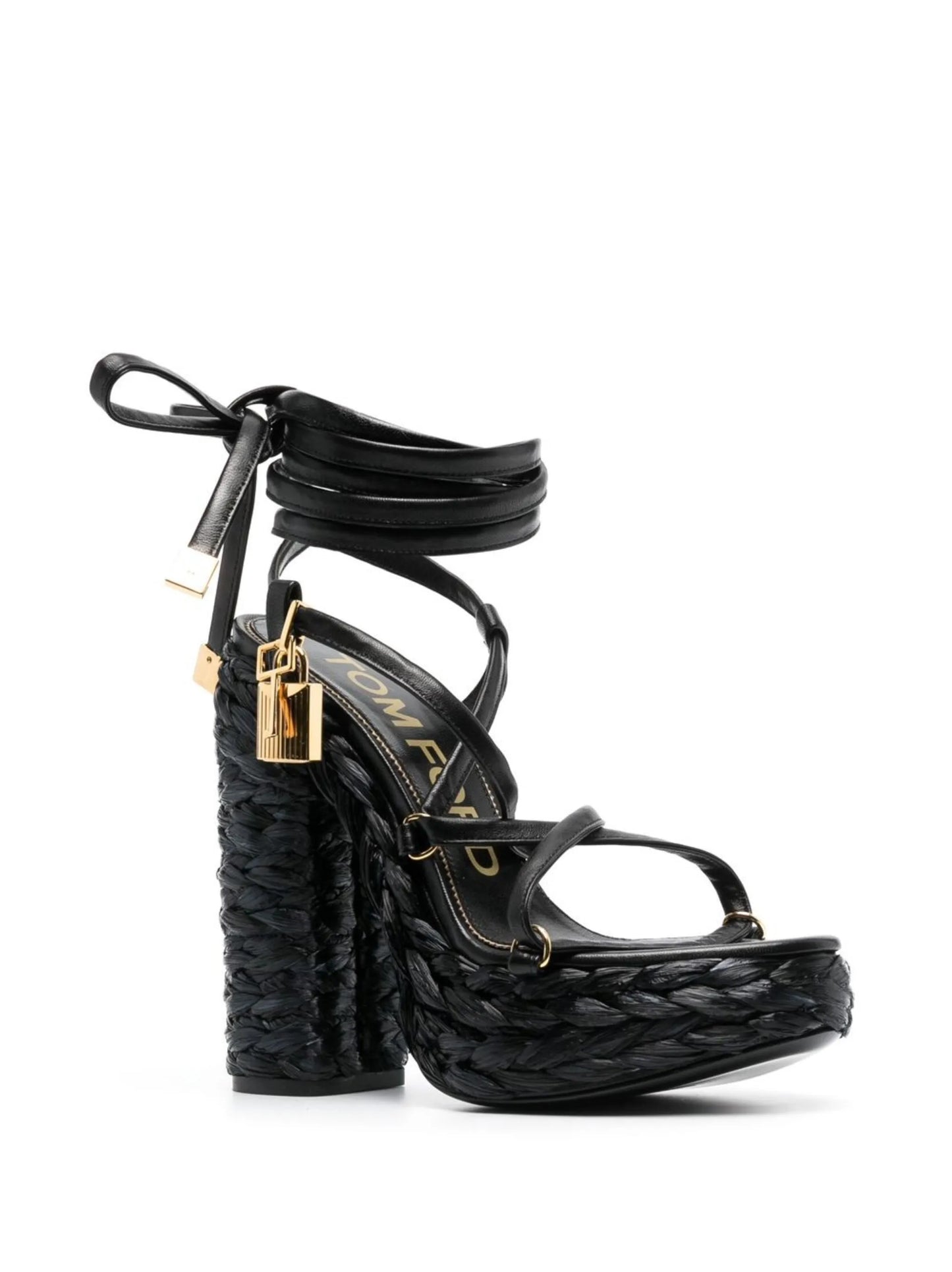 Padlock 140mm raffia platform sandals