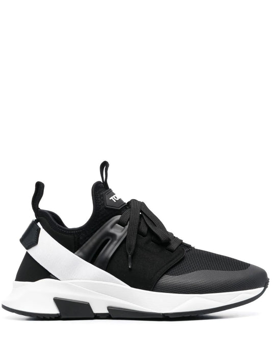 panelled logo-patch sneakers