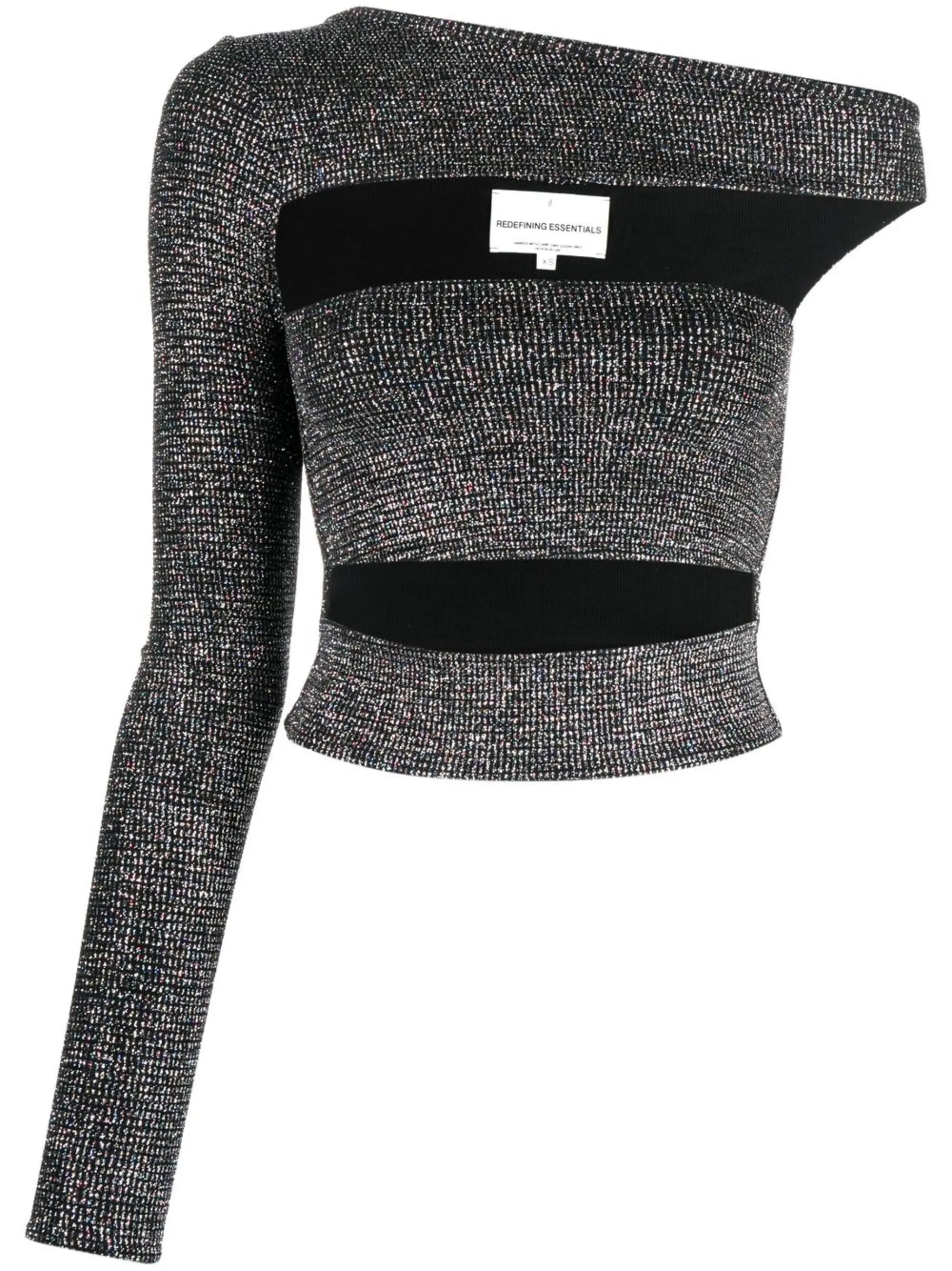 cut-out detail one shoulder crop top
