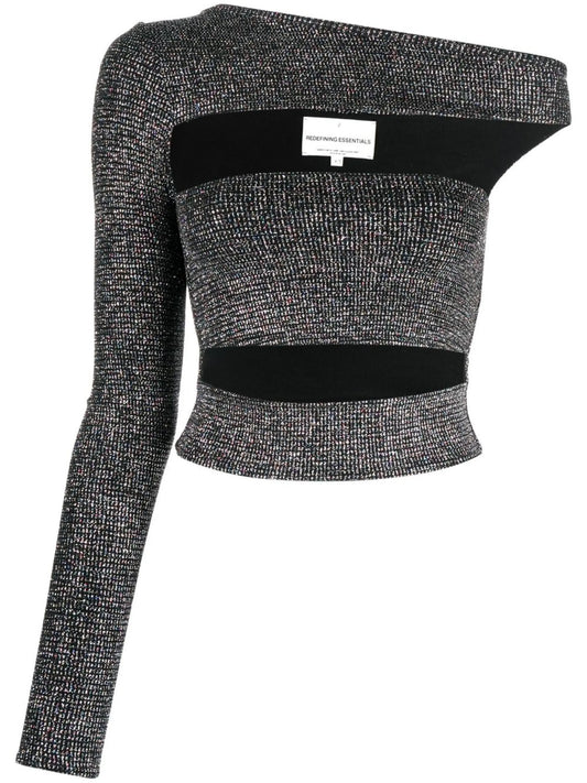 cut-out detail one shoulder crop top