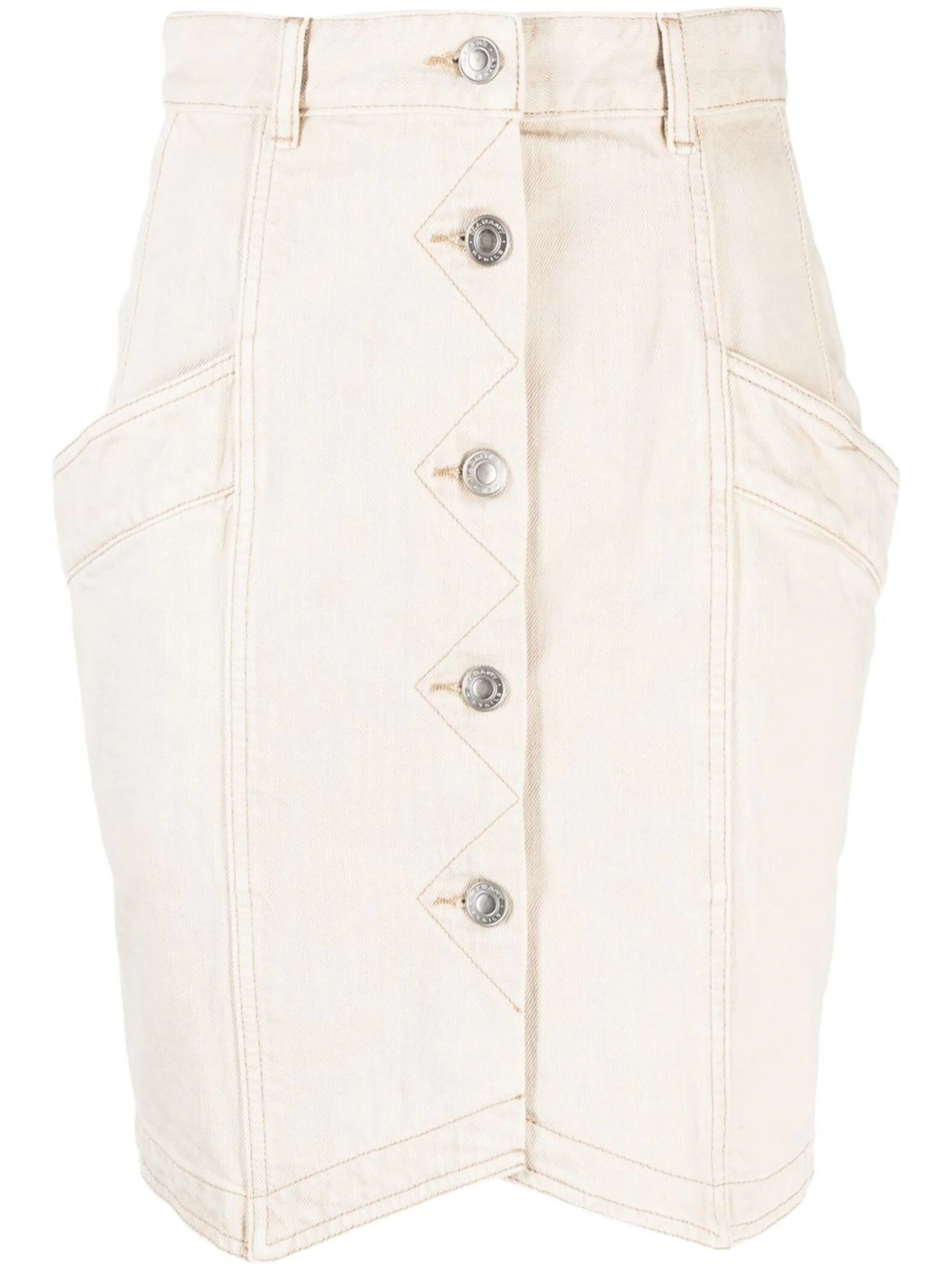 buttoned-up high-waisted skirt