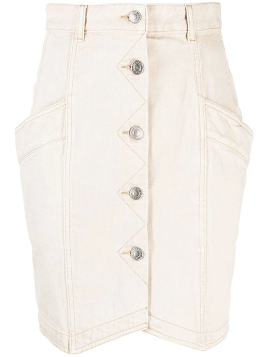 buttoned-up high-waisted skirt