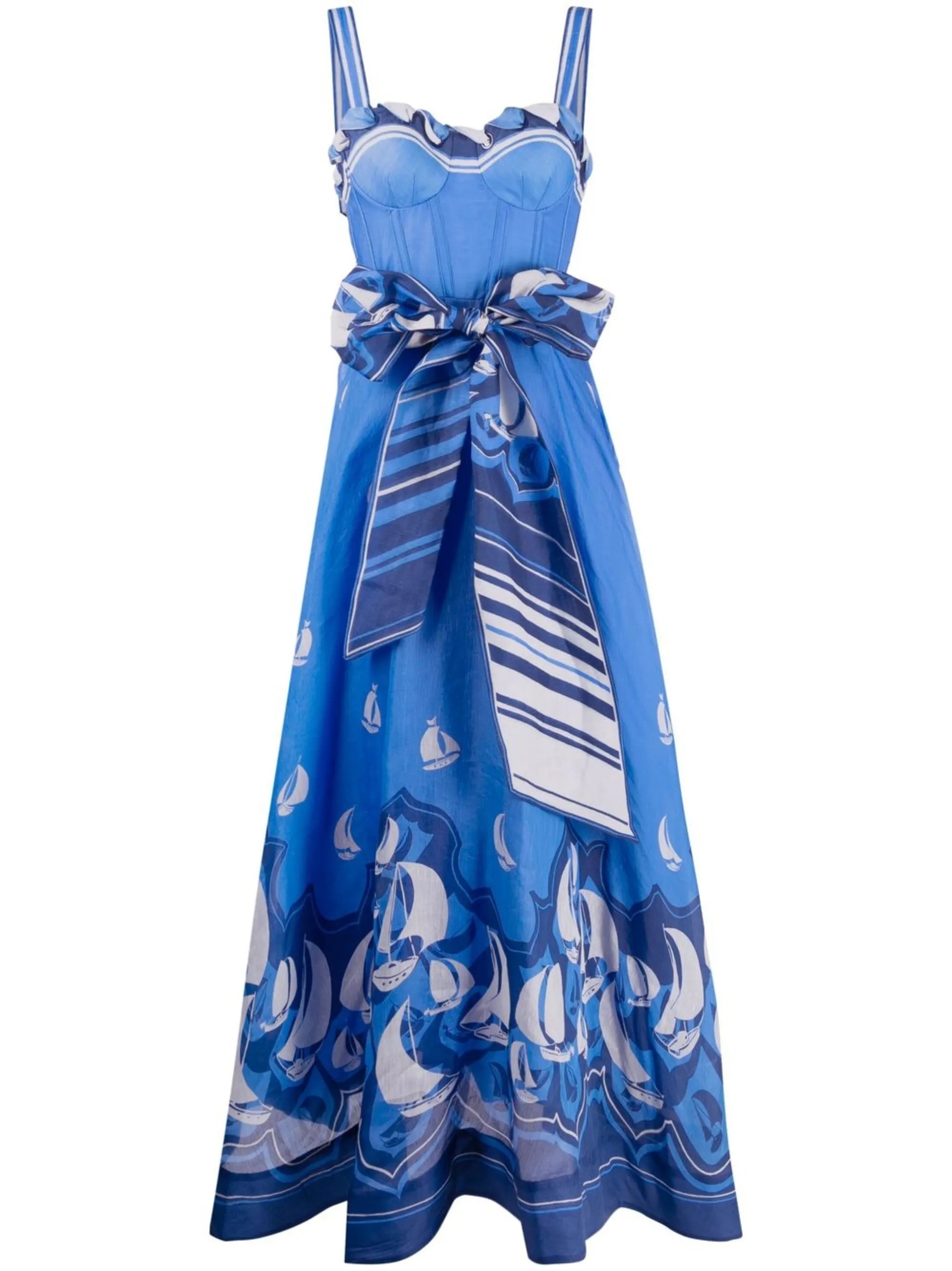 Blue Sleeveless Graphic Print Dress