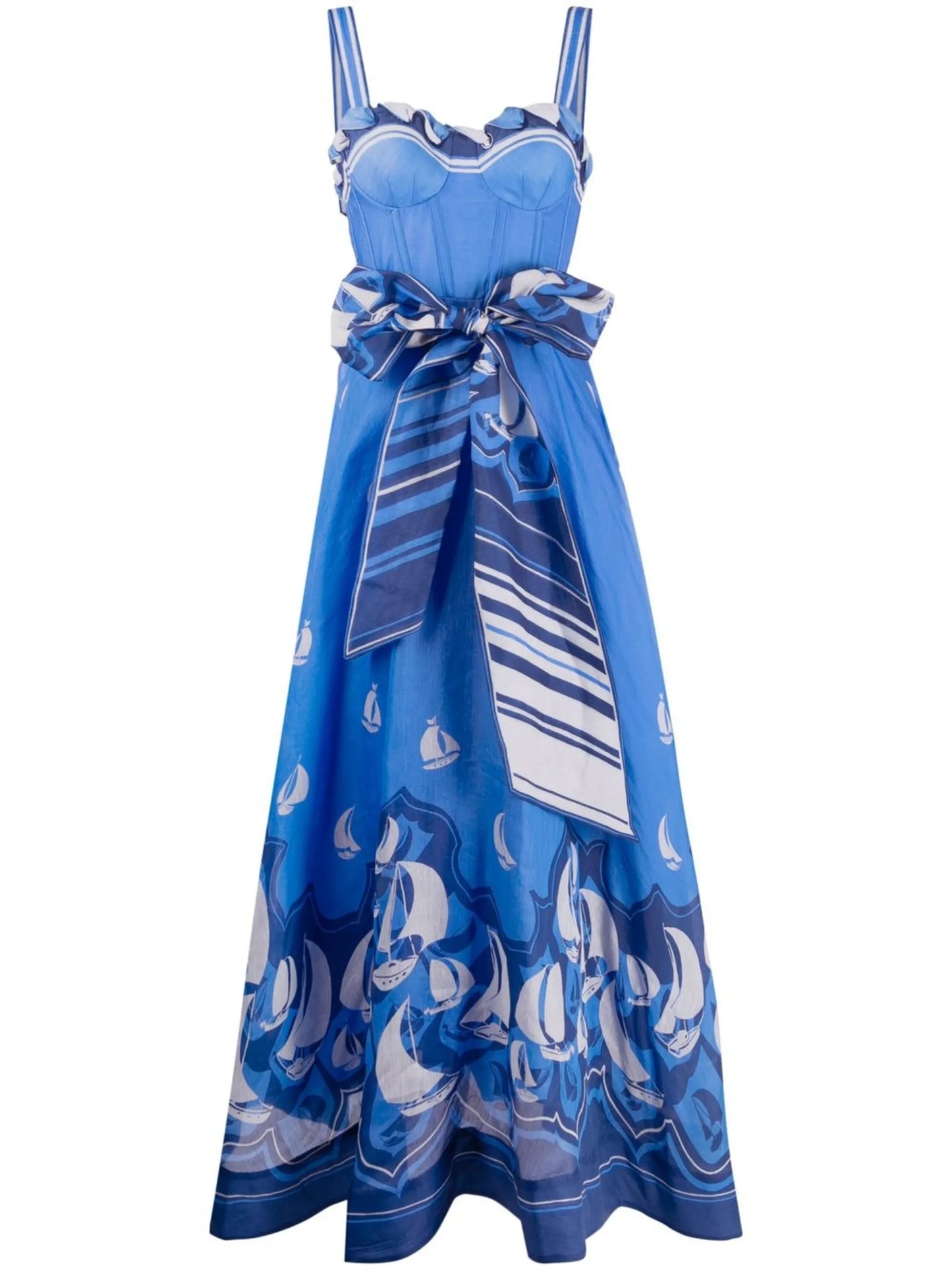 Blue Sleeveless Graphic Print Dress