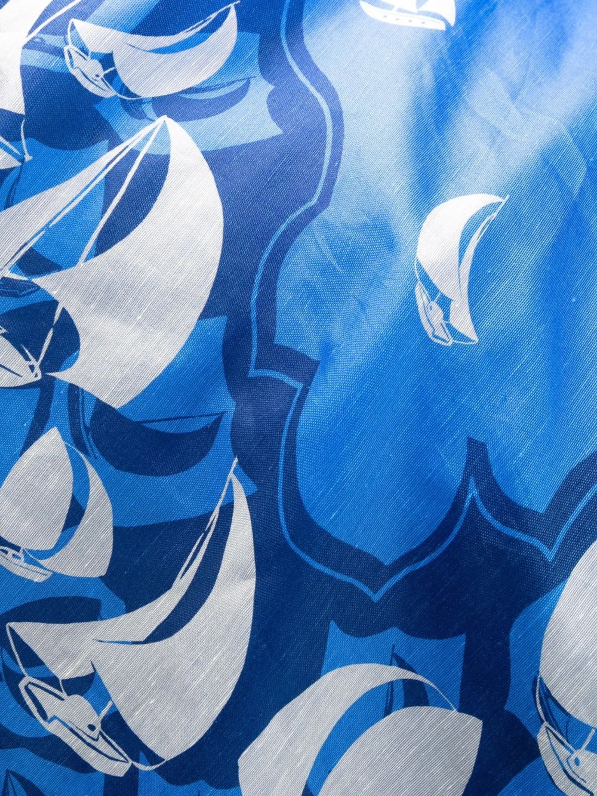 Blue Sleeveless Graphic Print Dress