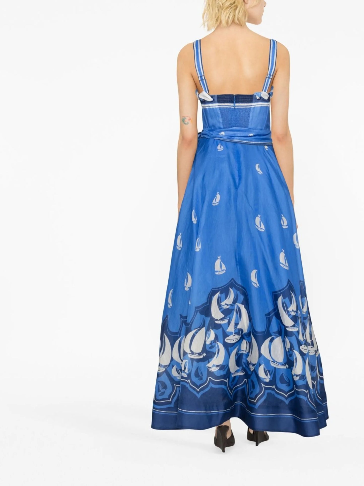 Blue Sleeveless Graphic Print Dress