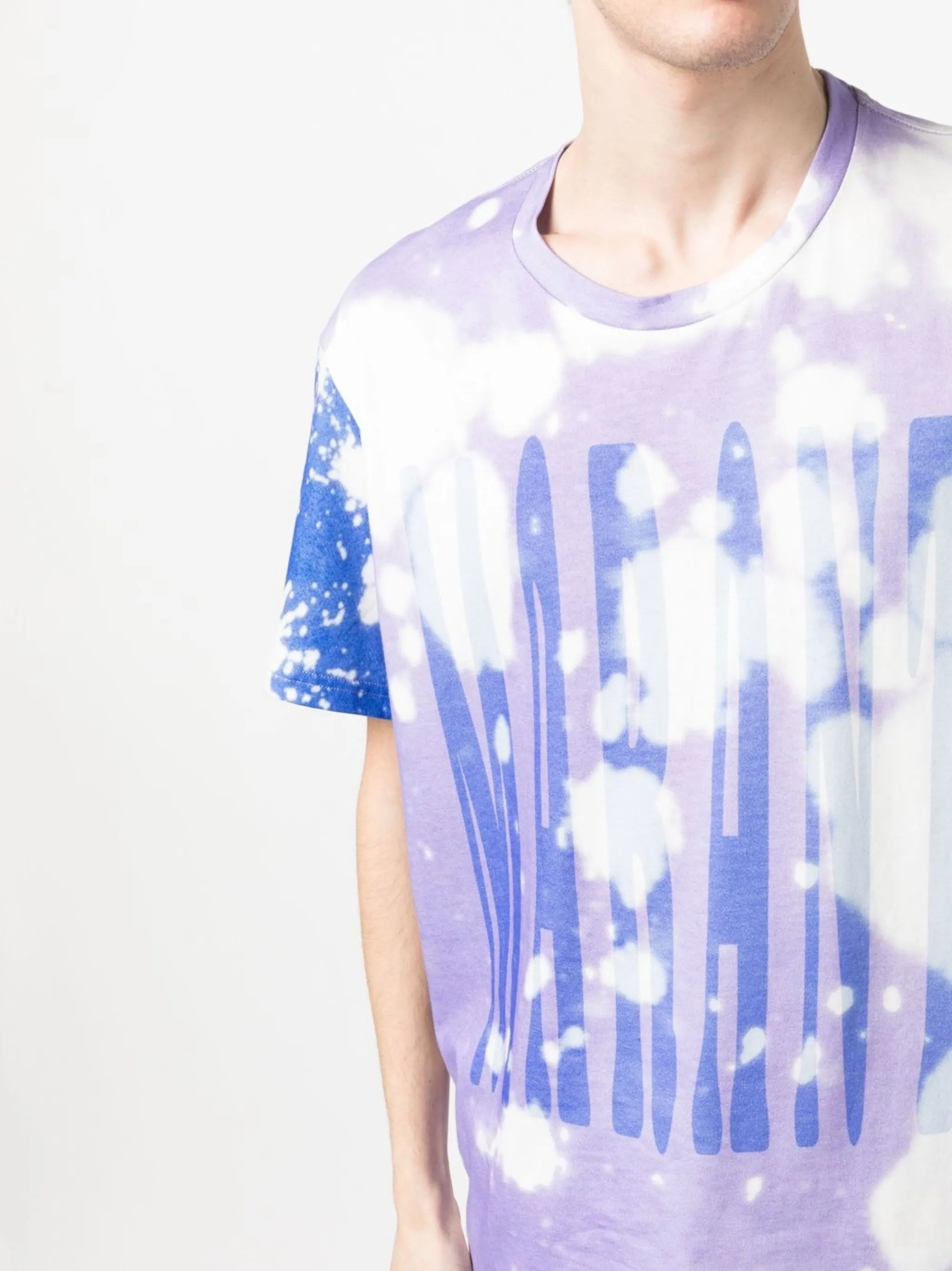 logo-print bleach-effect T-shirt