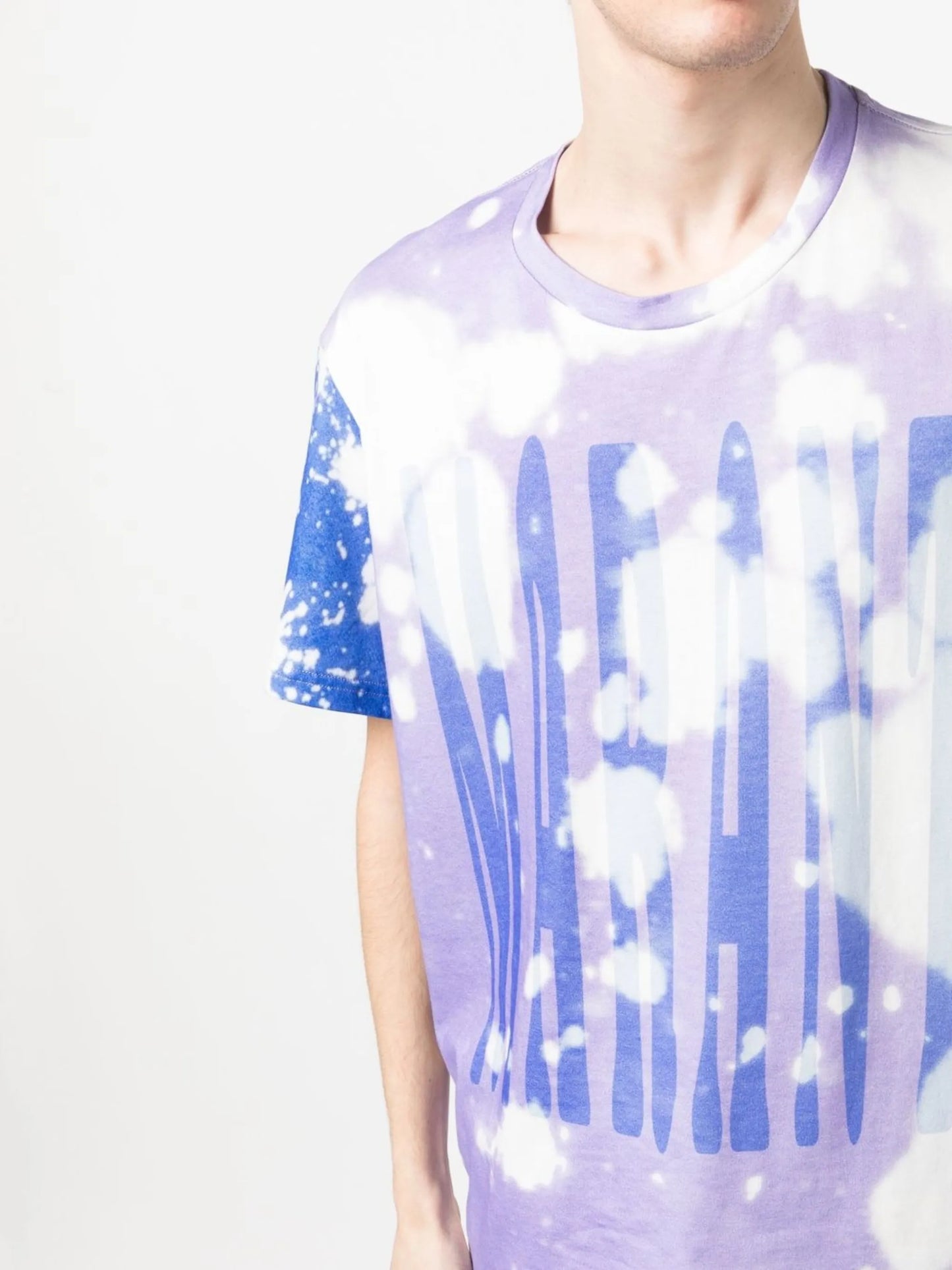 logo-print bleach-effect T-shirt