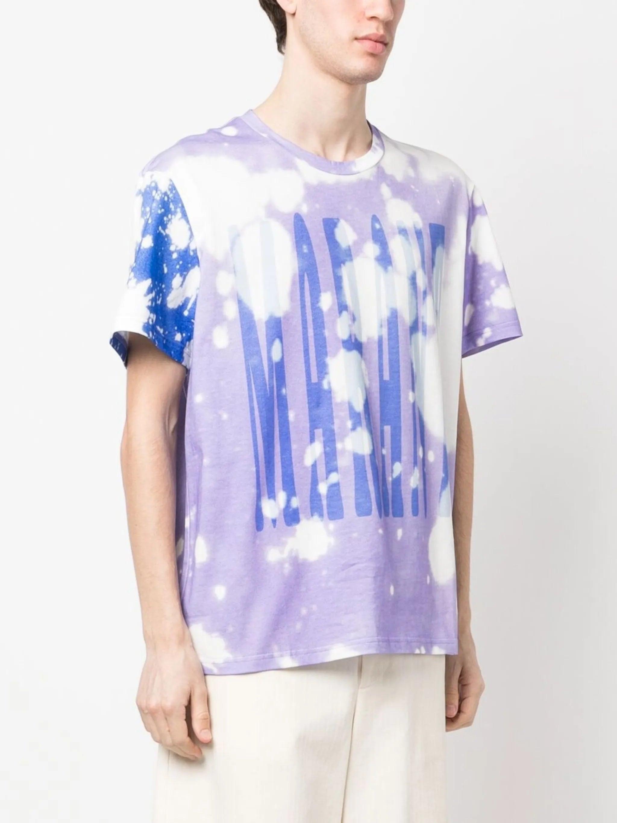 logo-print bleach-effect T-shirt