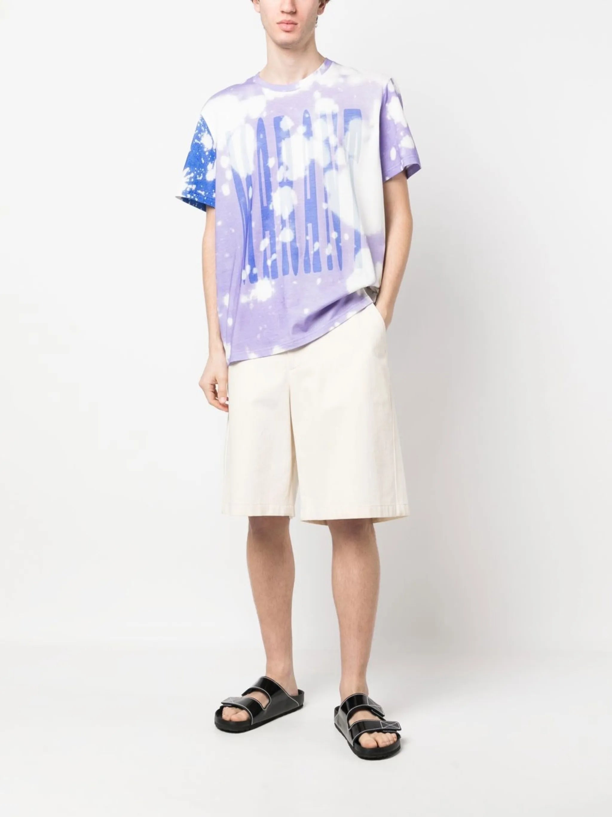 logo-print bleach-effect T-shirt