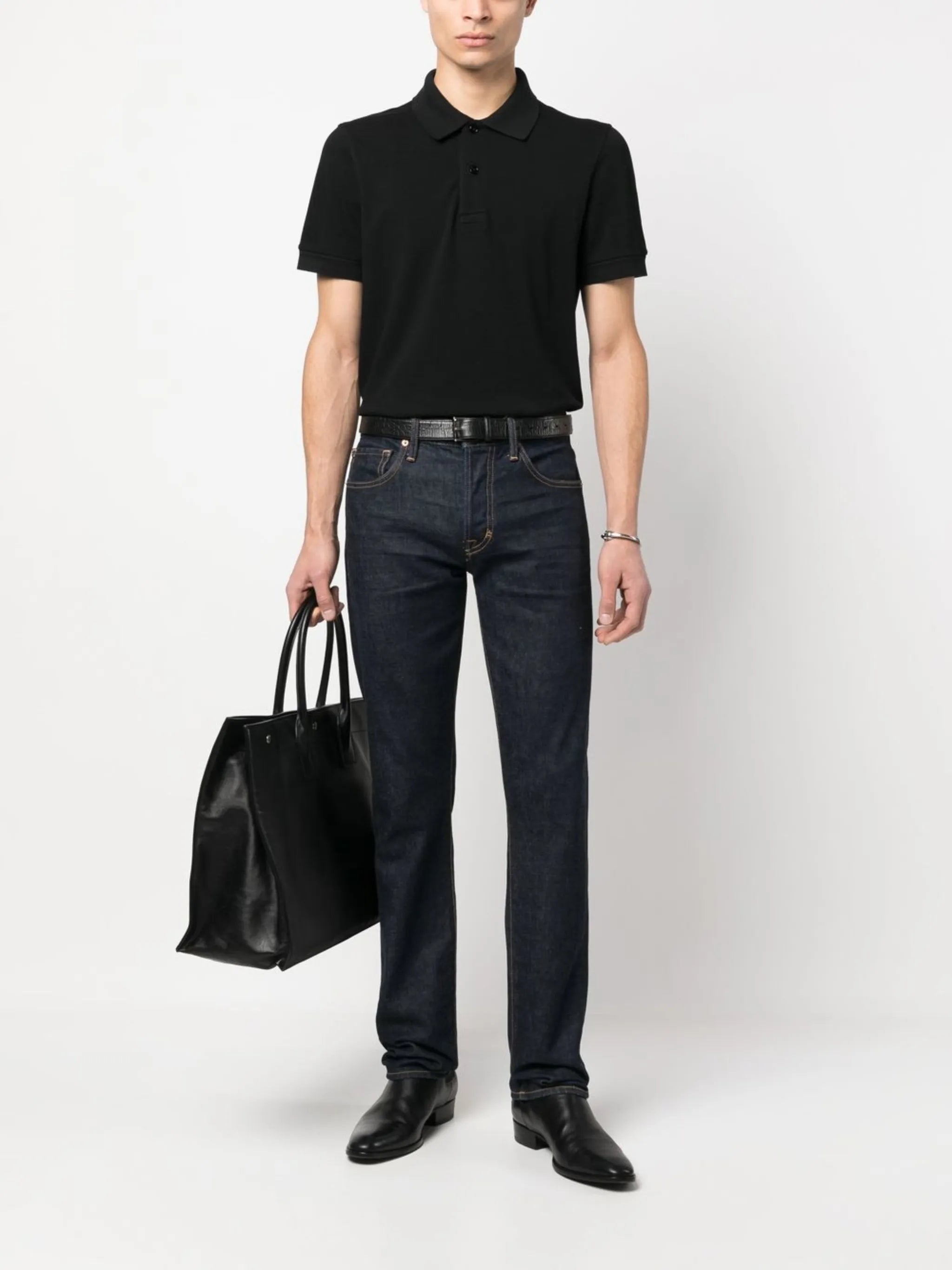 short-sleeved cotton polo shirt
