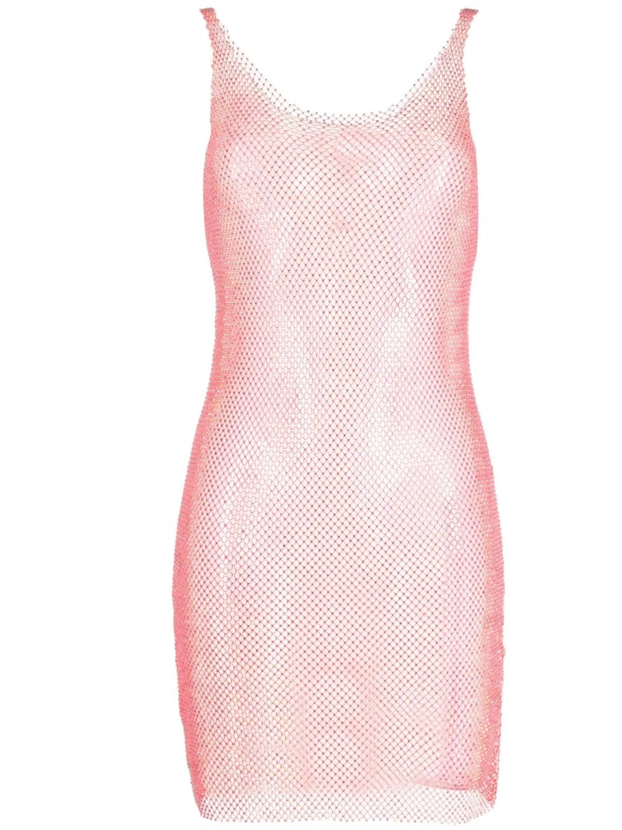rhinestone transparent mini dress
