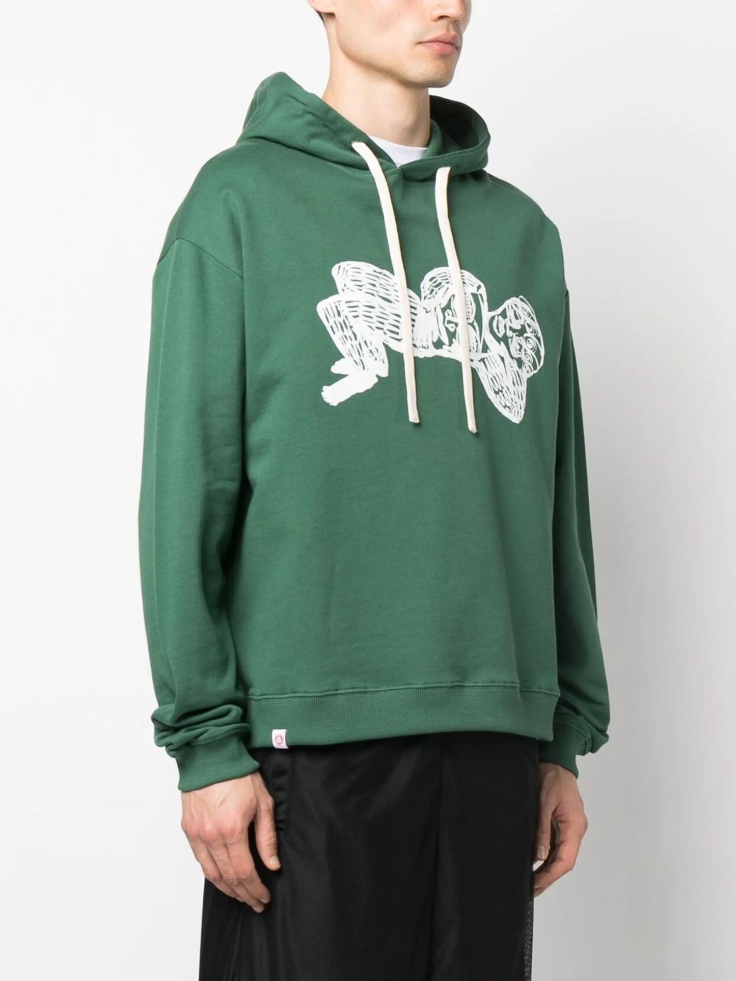illustration-print animal-ear hoodie