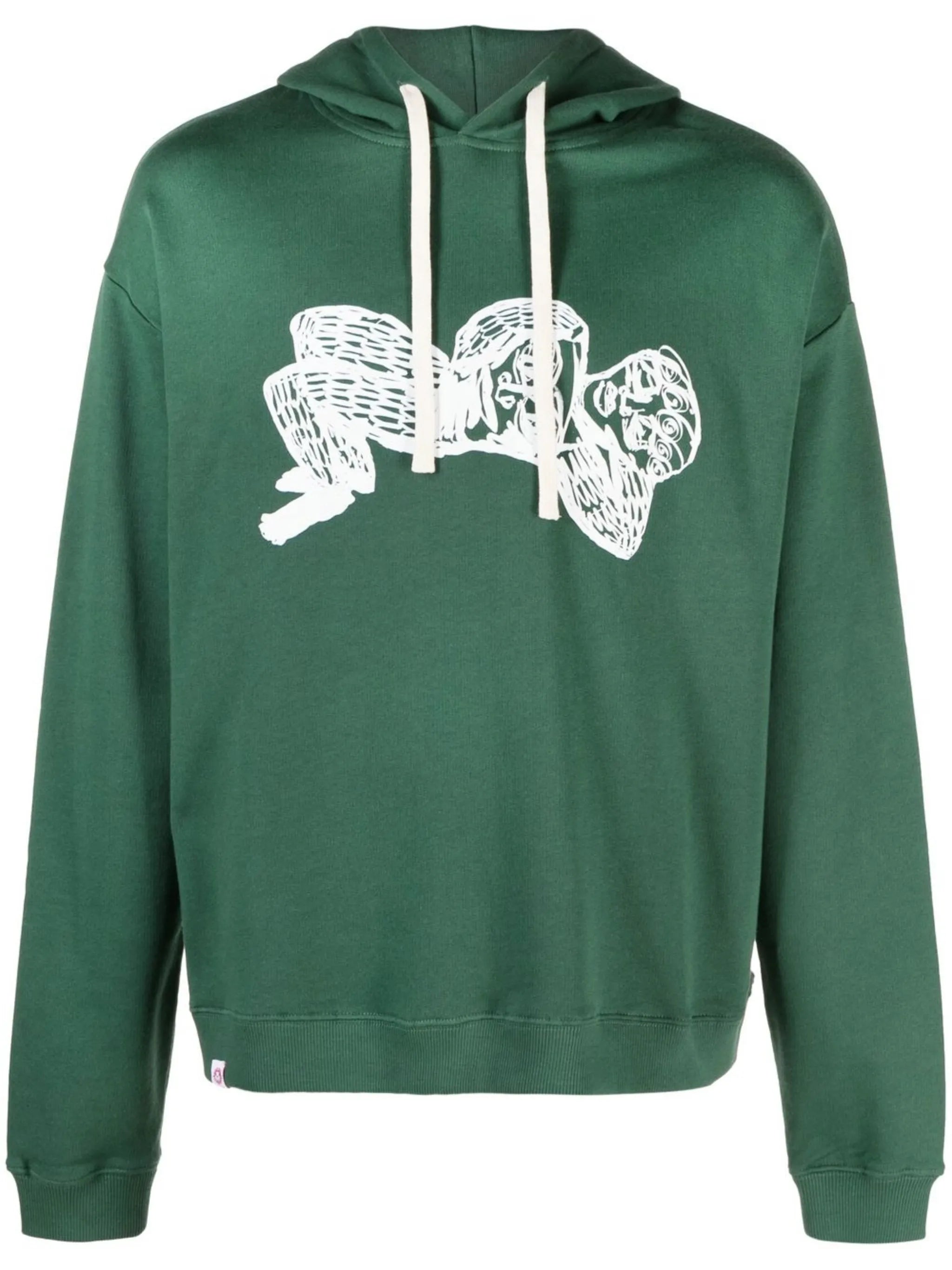 illustration-print animal-ear hoodie