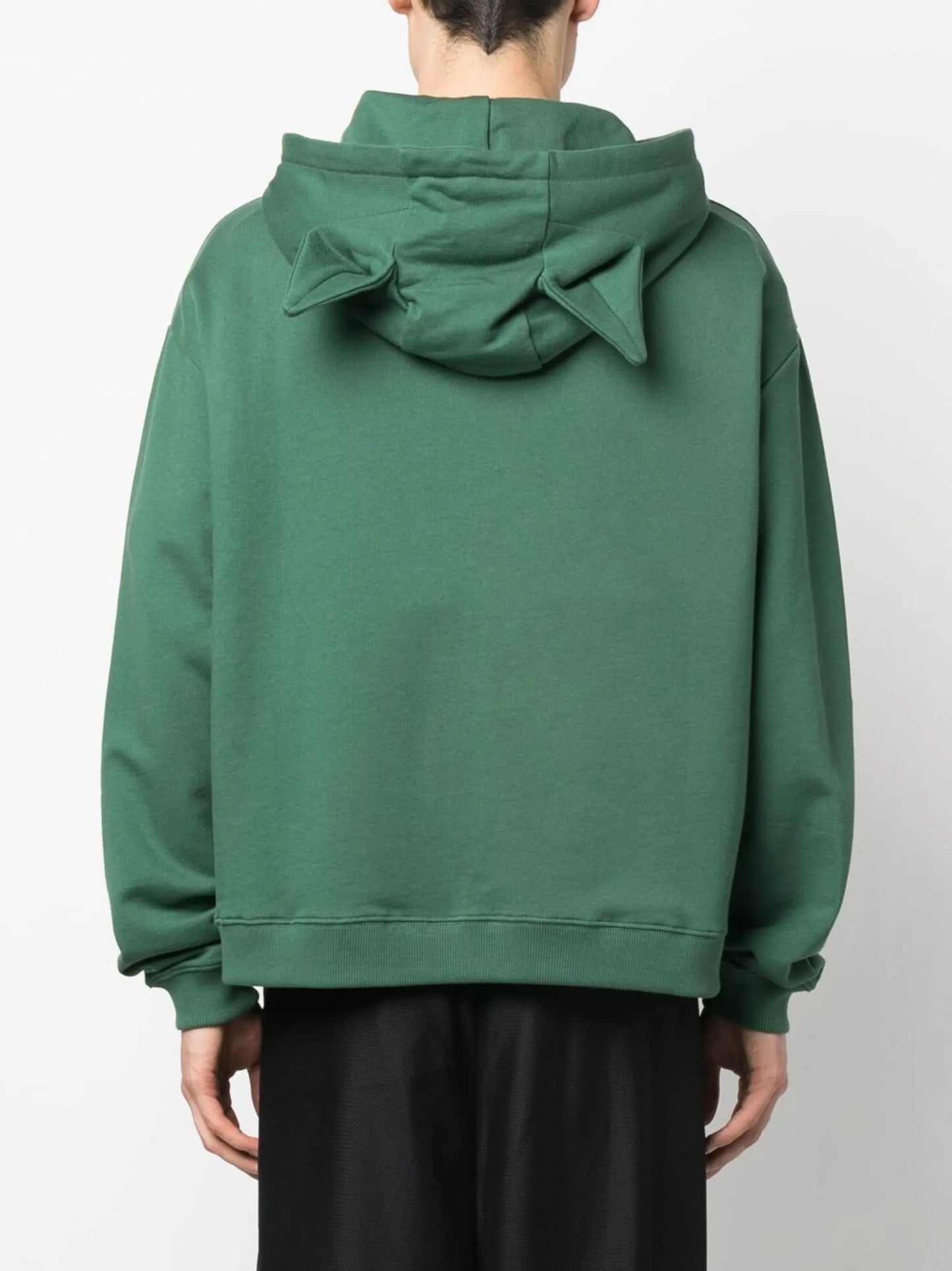 illustration-print animal-ear hoodie