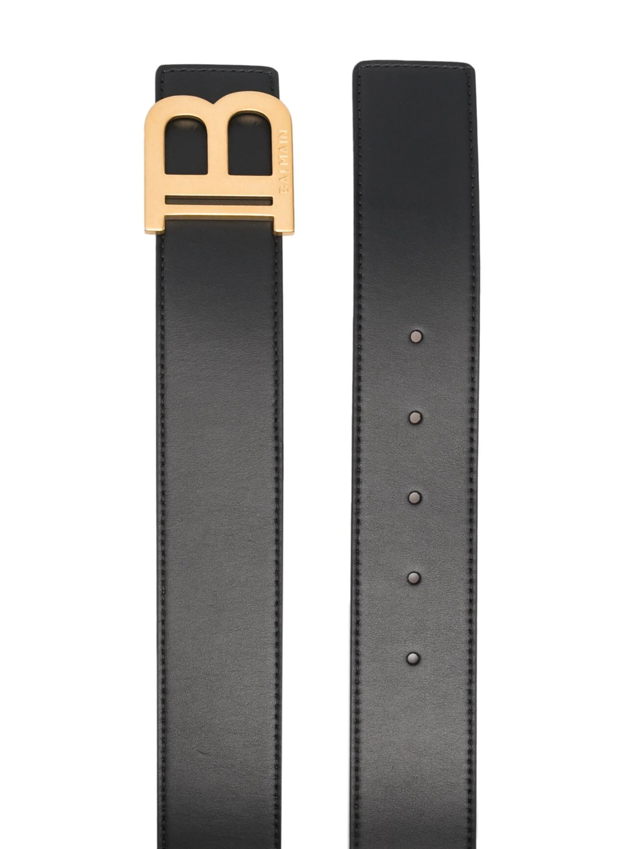 logo-plaque leather belt