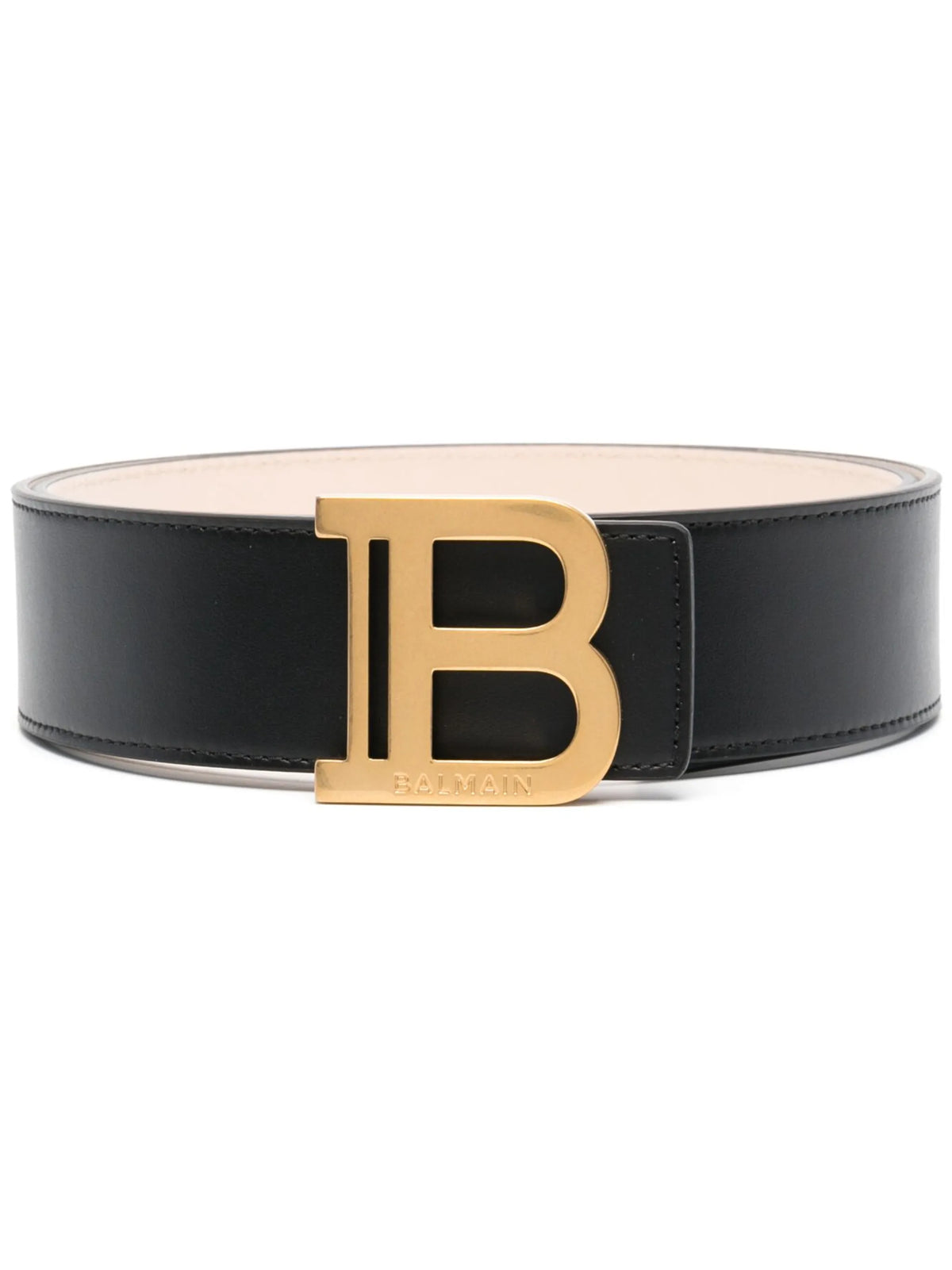 logo-plaque leather belt