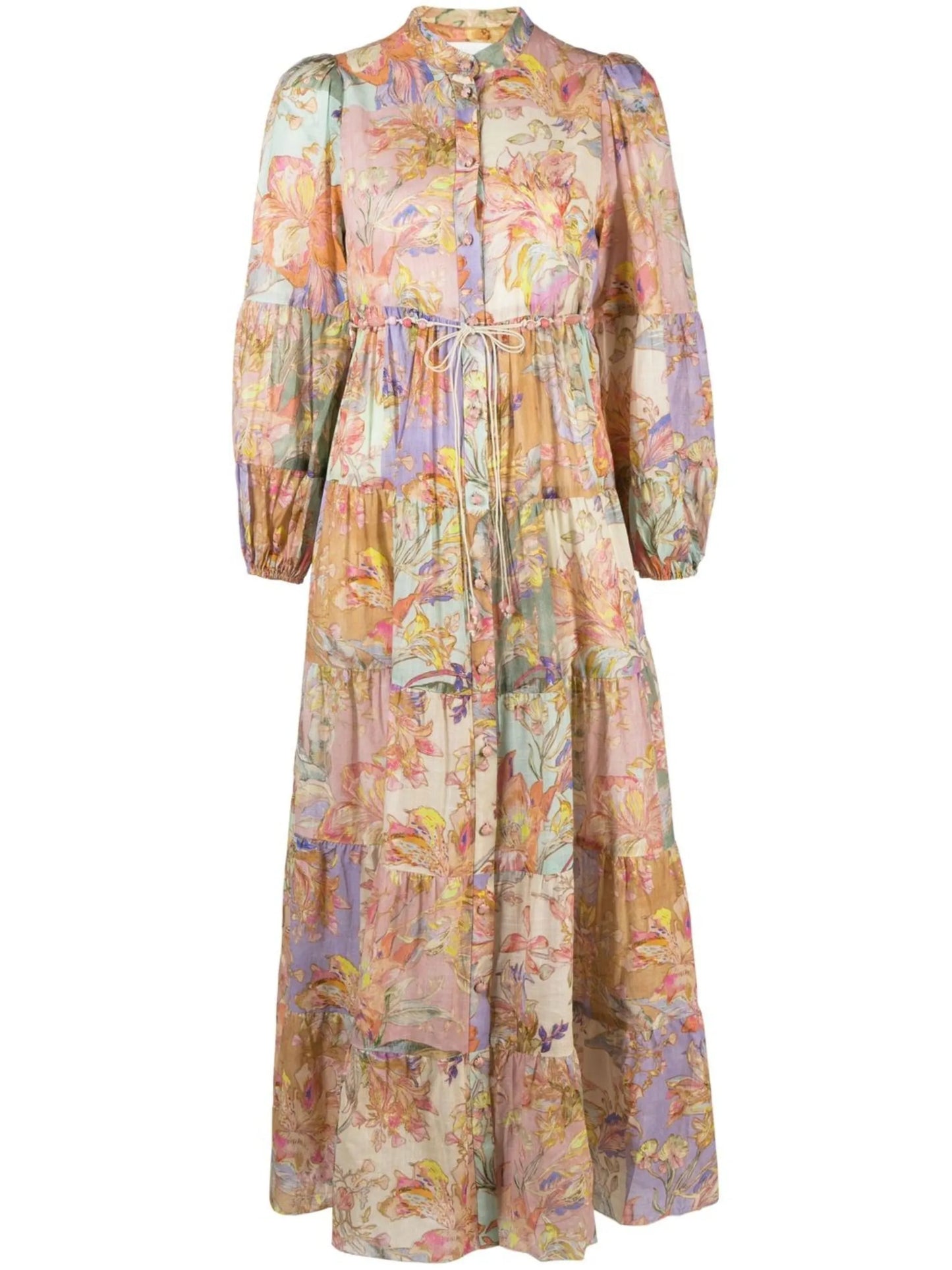 Cira floral-print cotton tiered dress