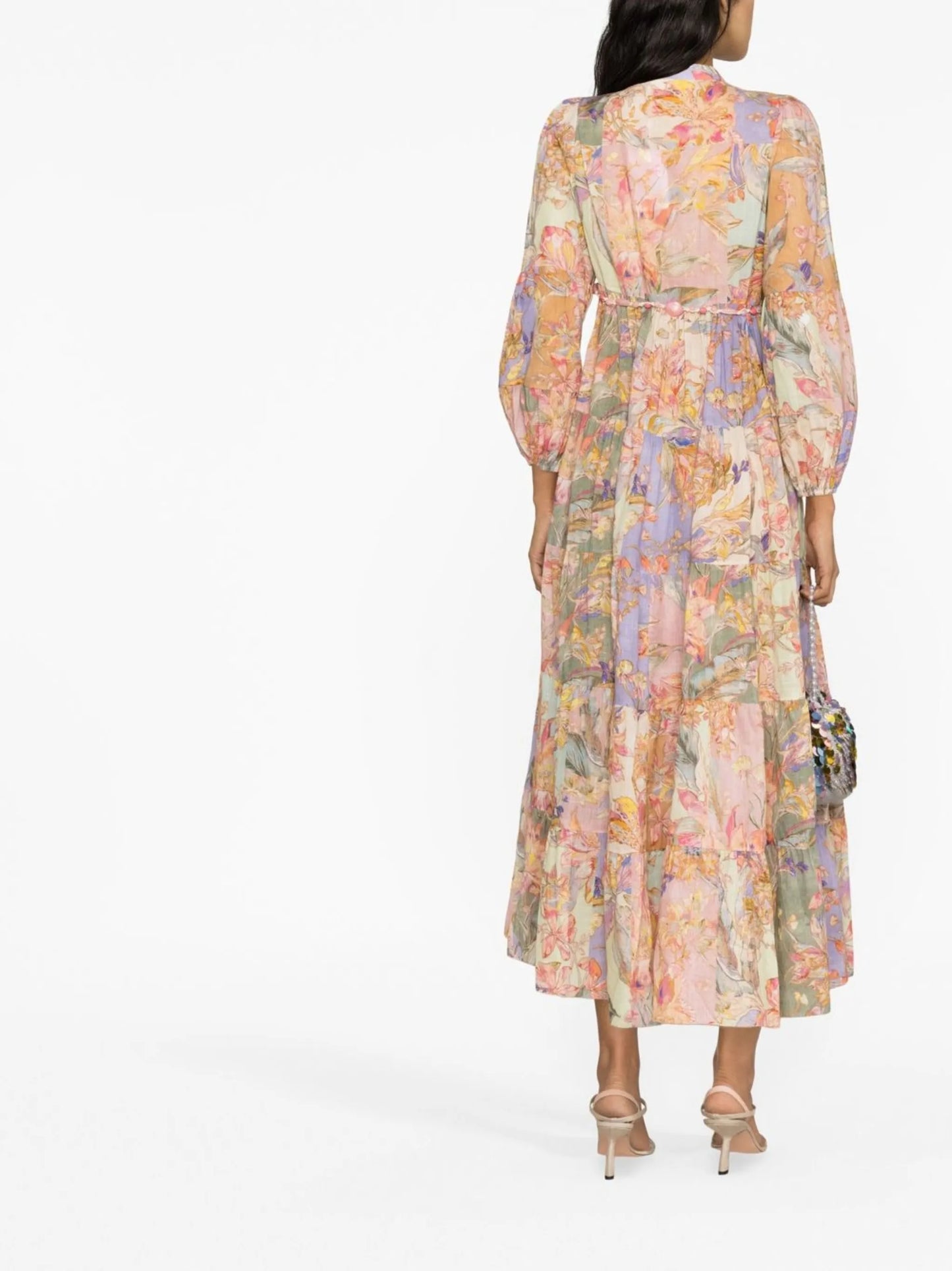 Cira floral-print cotton tiered dress