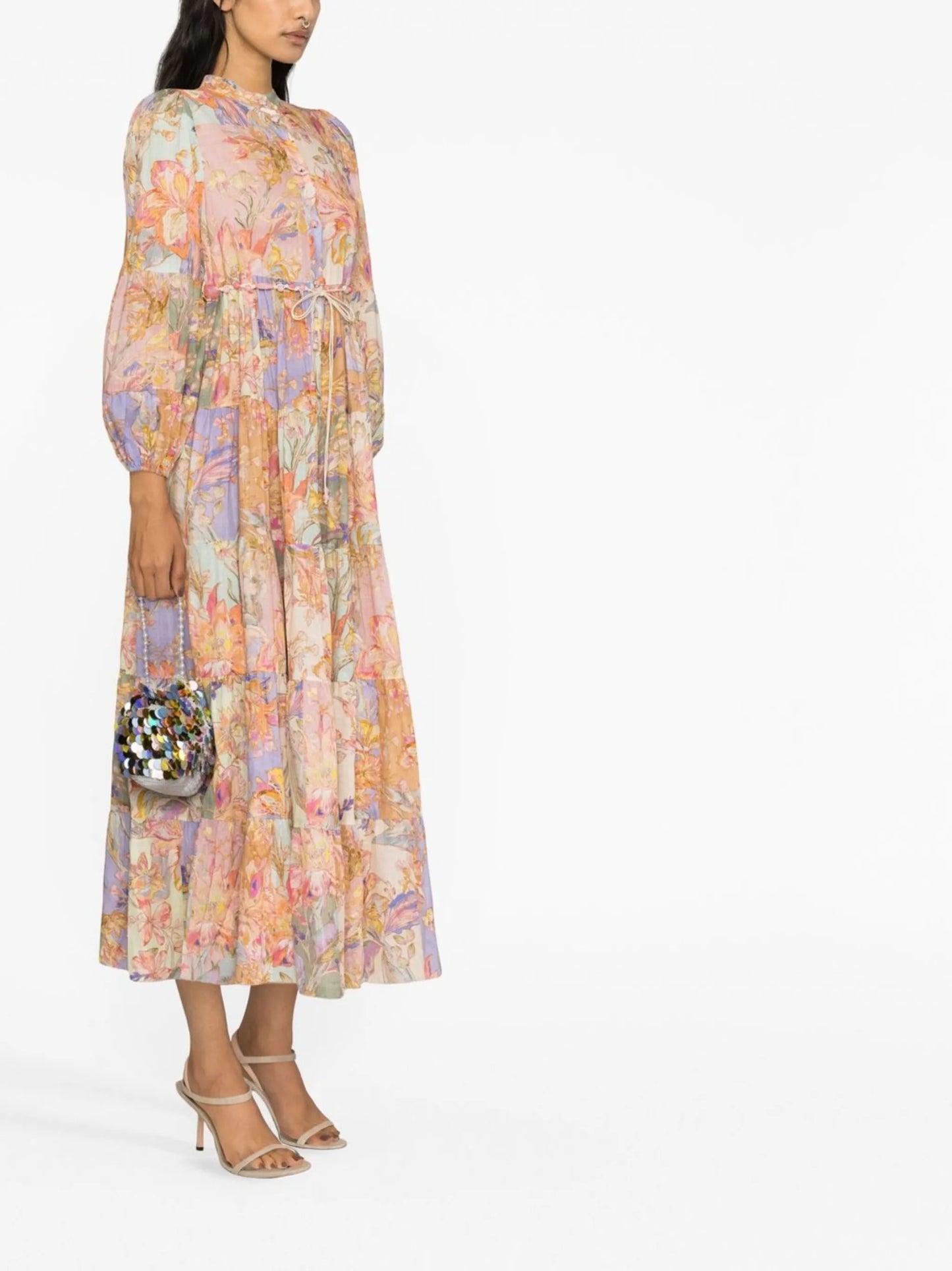 Cira floral-print cotton tiered dress
