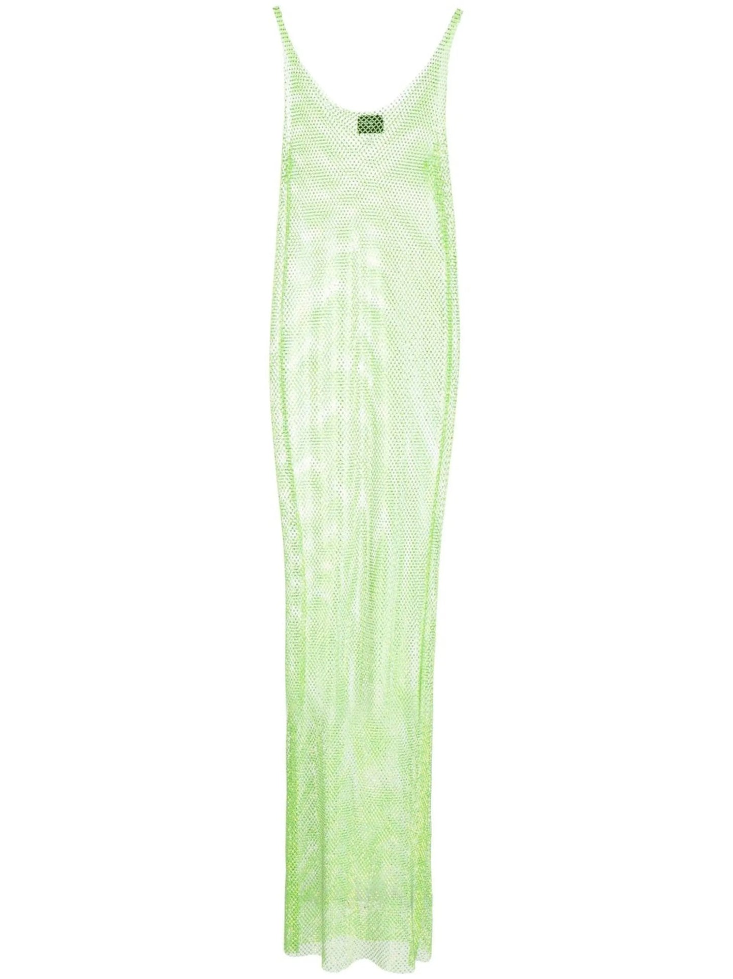 rhinestone-embellished mesh long dress