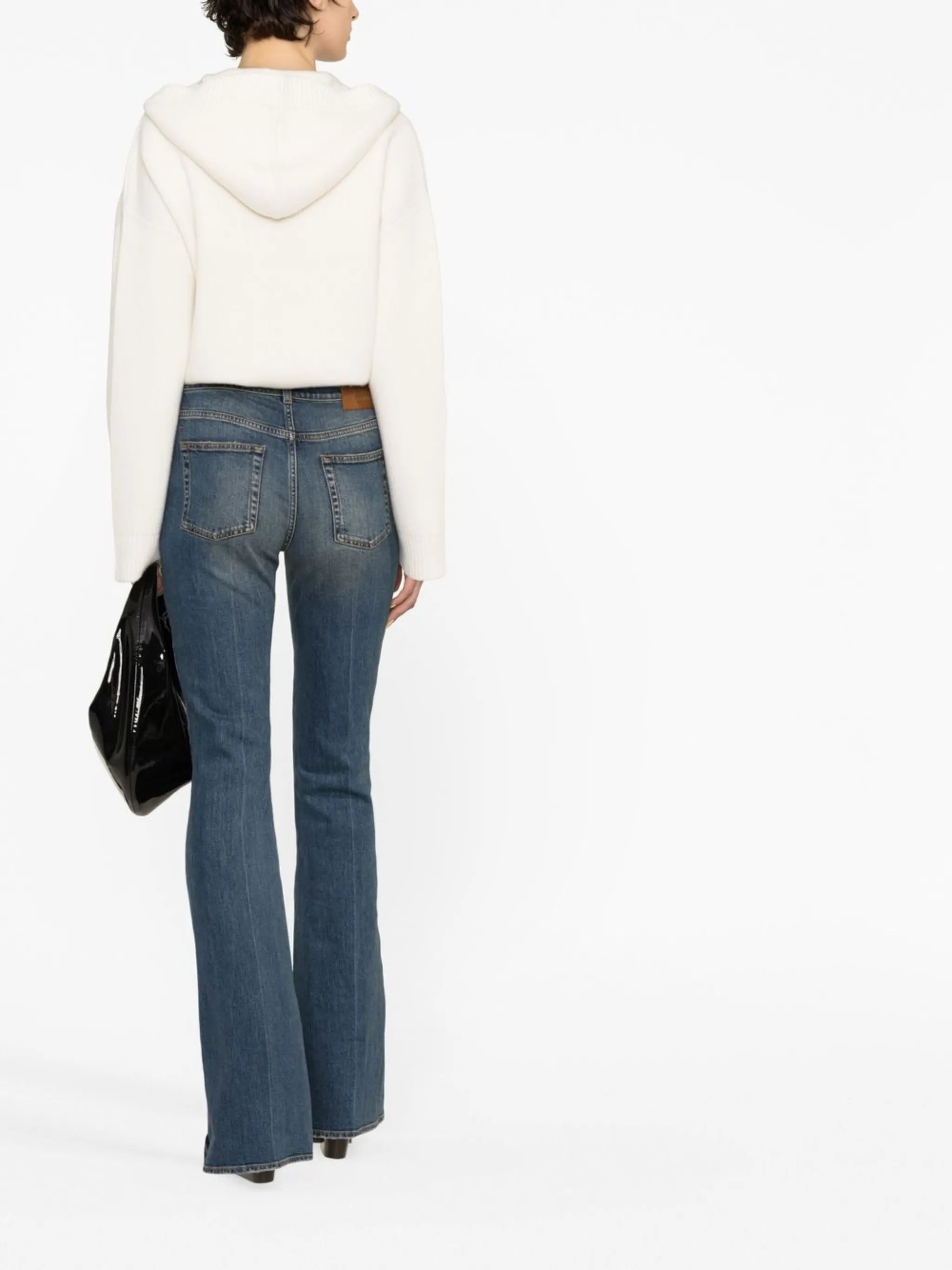 high-waisted flared jeans