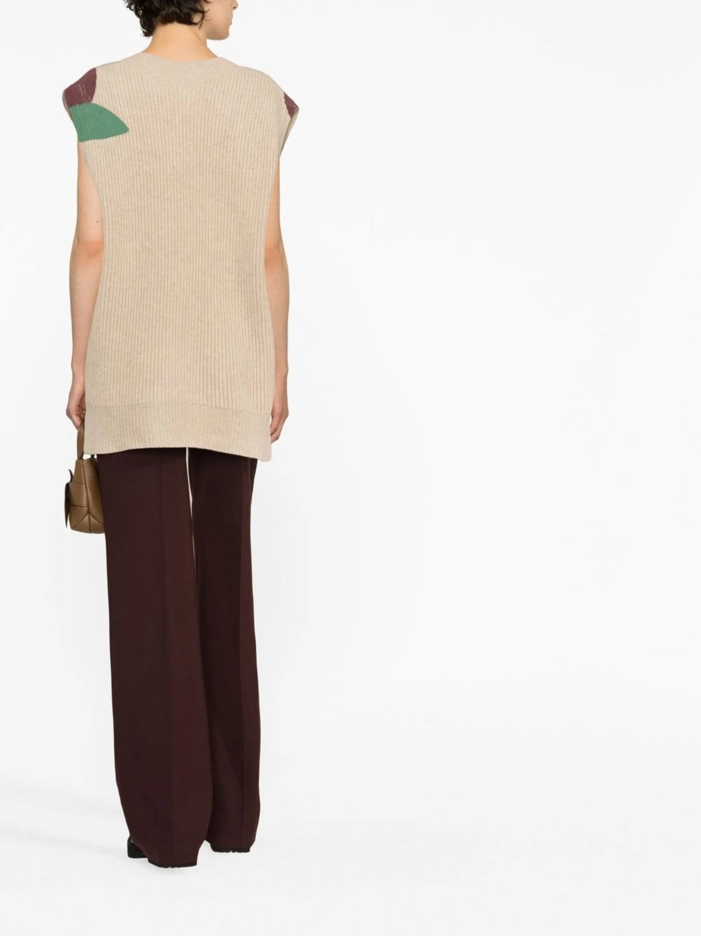 apple motif V-neck vest