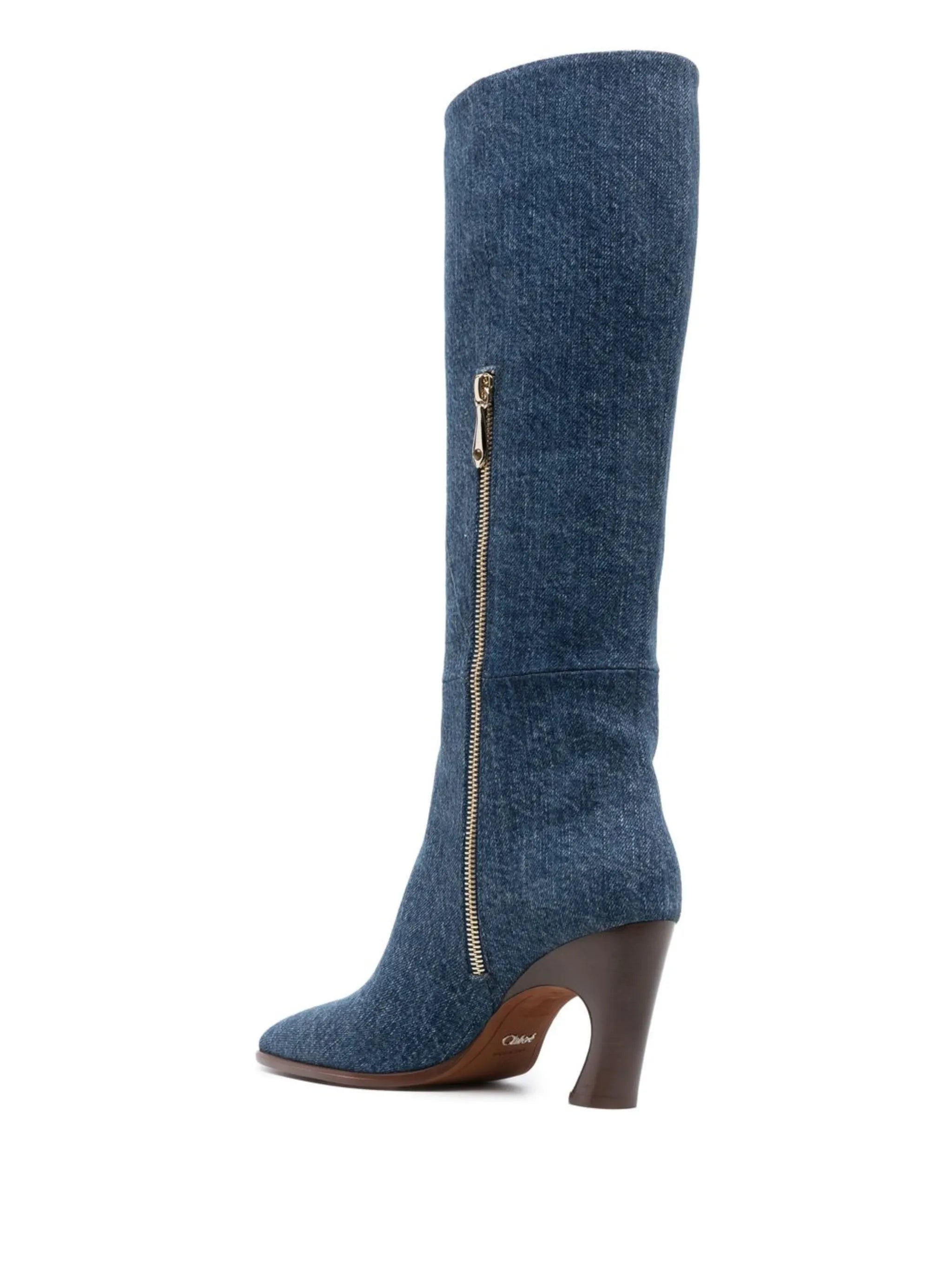 80mm mid-calf denim boots