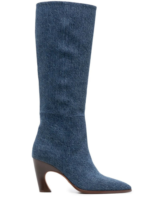 80mm mid-calf denim boots