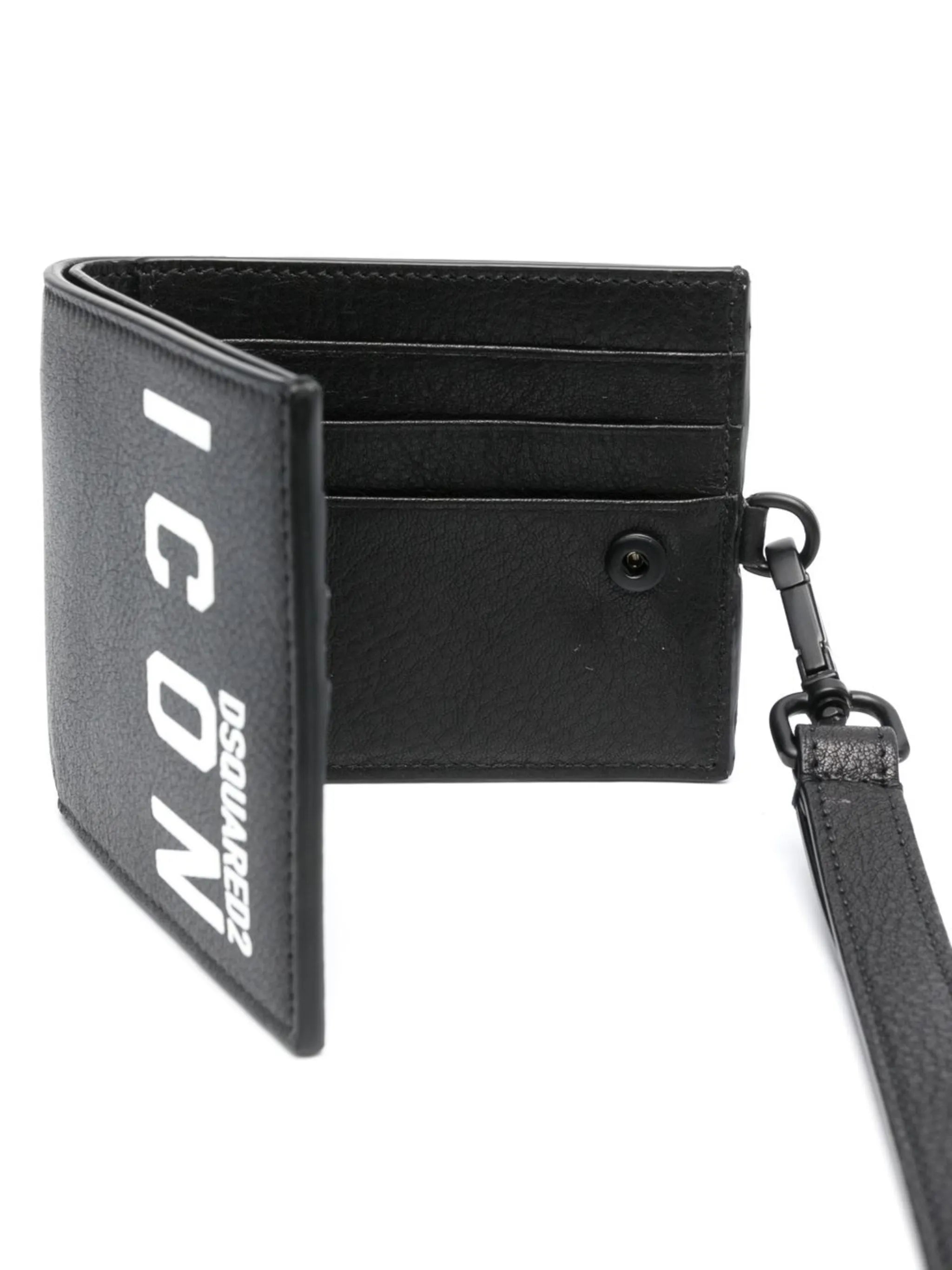 Icon-print bi-fold wallet
