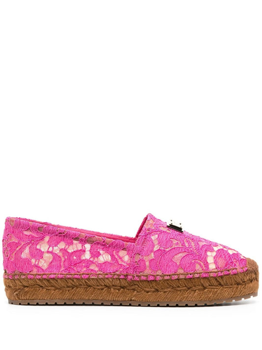 lace-panel logo-plaque espadrilles